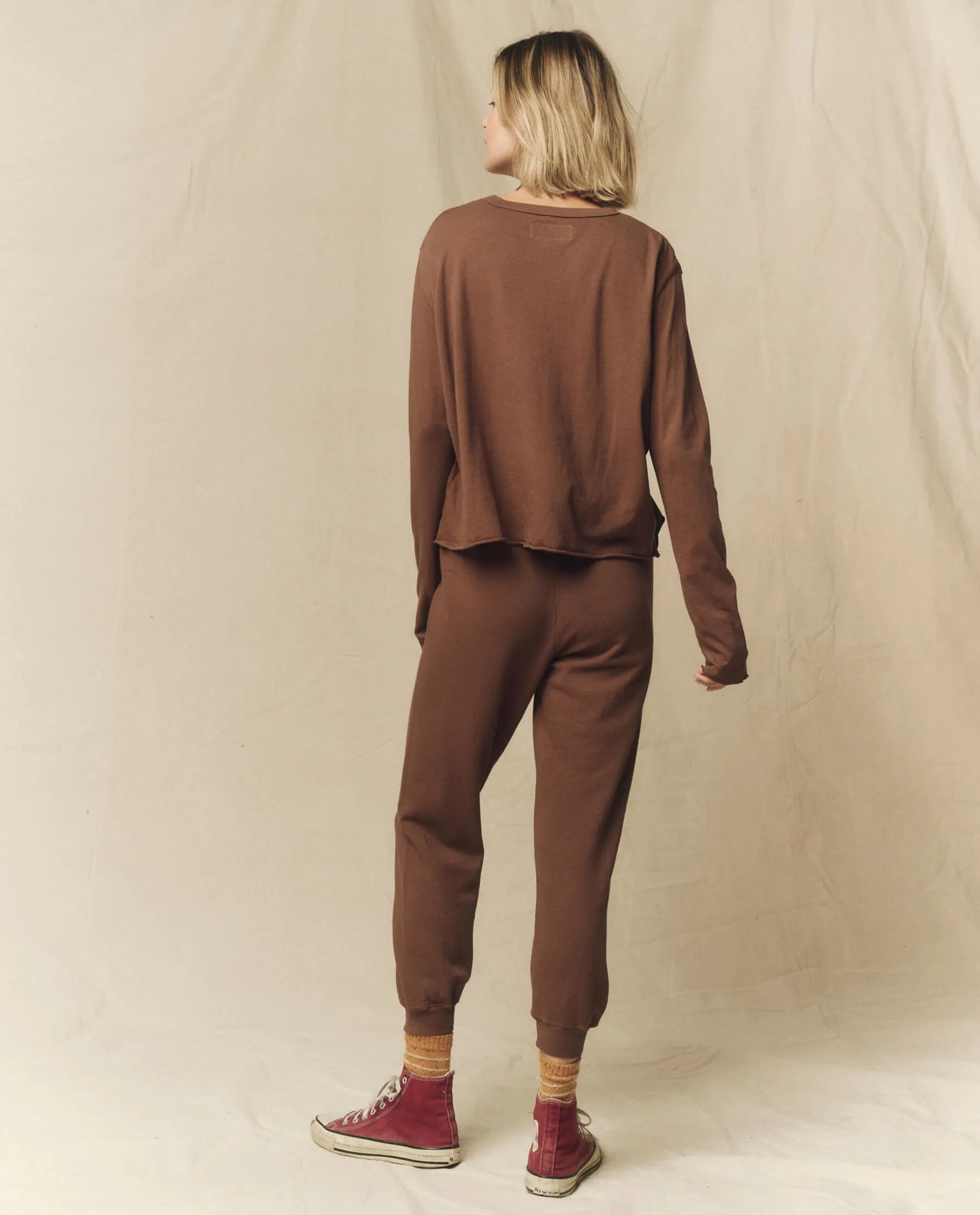 The Cropped Sweatpant. Solid -- Hickory sold by THE GREAT. product image thumbnail 2