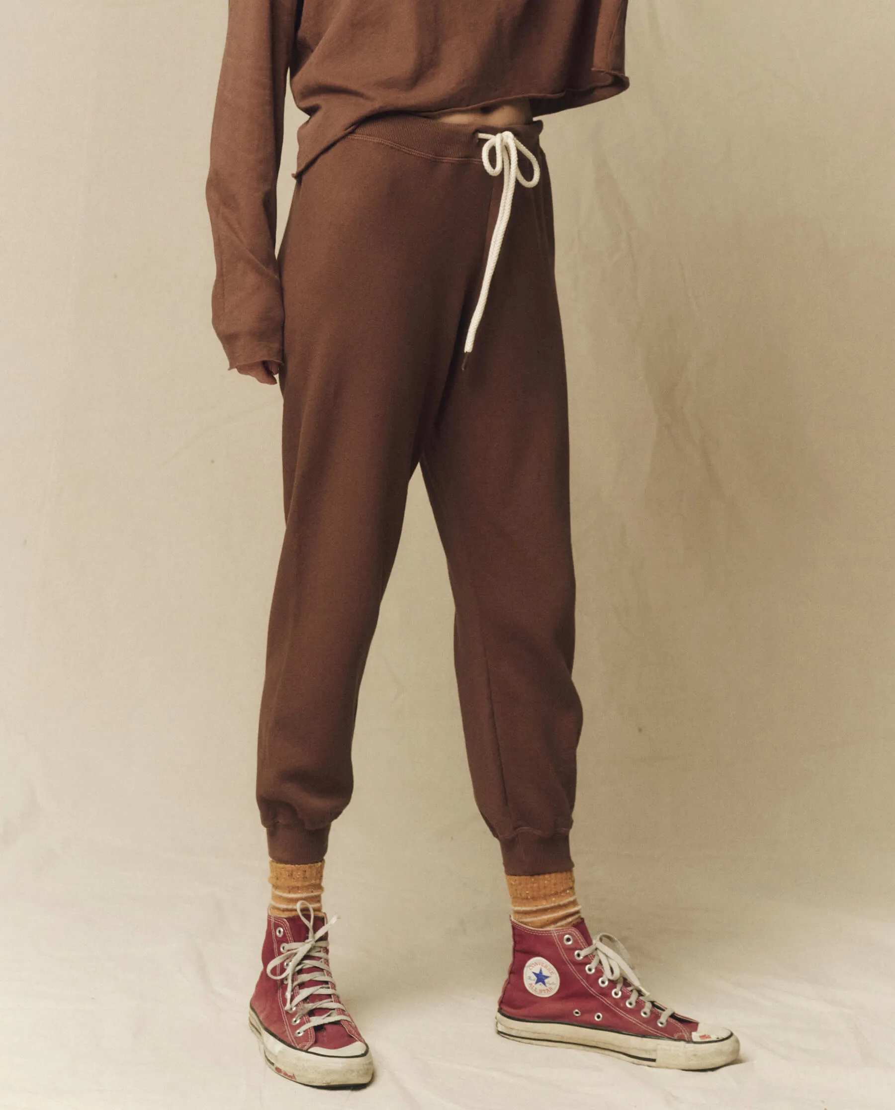 The Cropped Sweatpant. Solid -- Hickory sold by THE GREAT. product image thumbnail 5