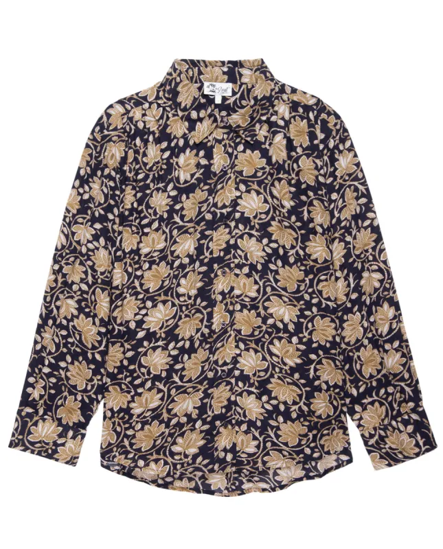 The Cove Shirt. -- Black Oasis Floral sold by THE GREAT.