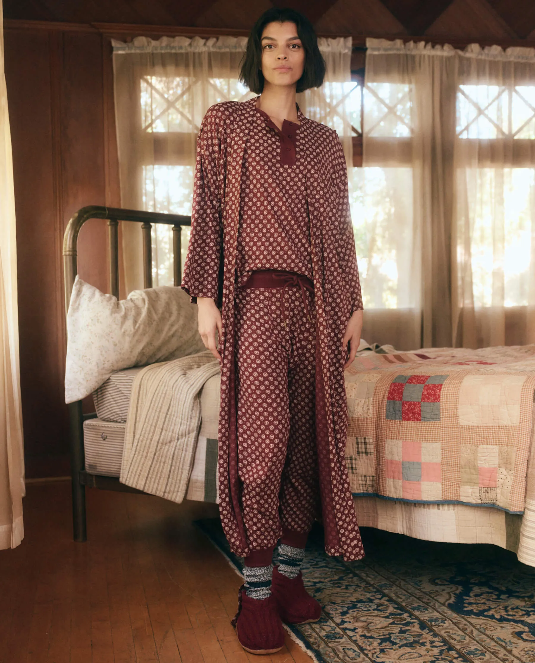 The Robe. -- Maroon Frost Floral sold by THE GREAT. product image thumbnail 2