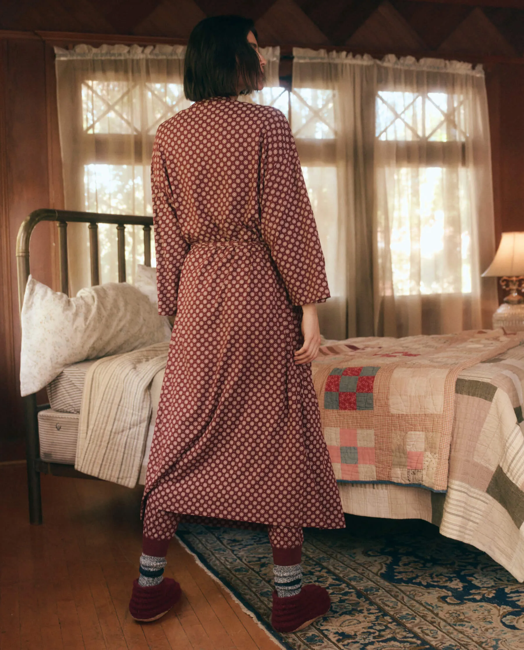 The Robe. -- Maroon Frost Floral sold by THE GREAT. product image thumbnail 3