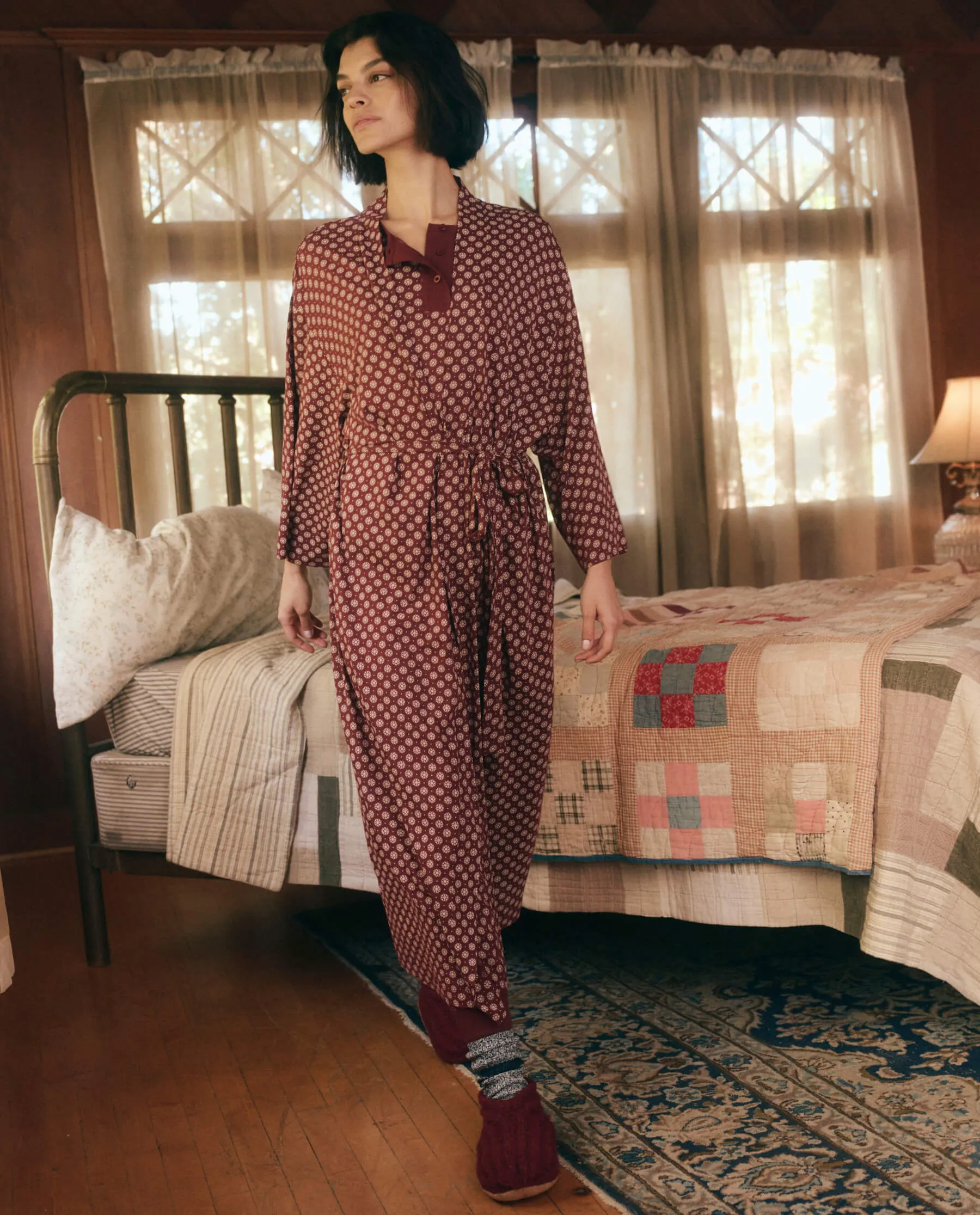 The Robe. -- Maroon Frost Floral sold by THE GREAT. product image thumbnail 4