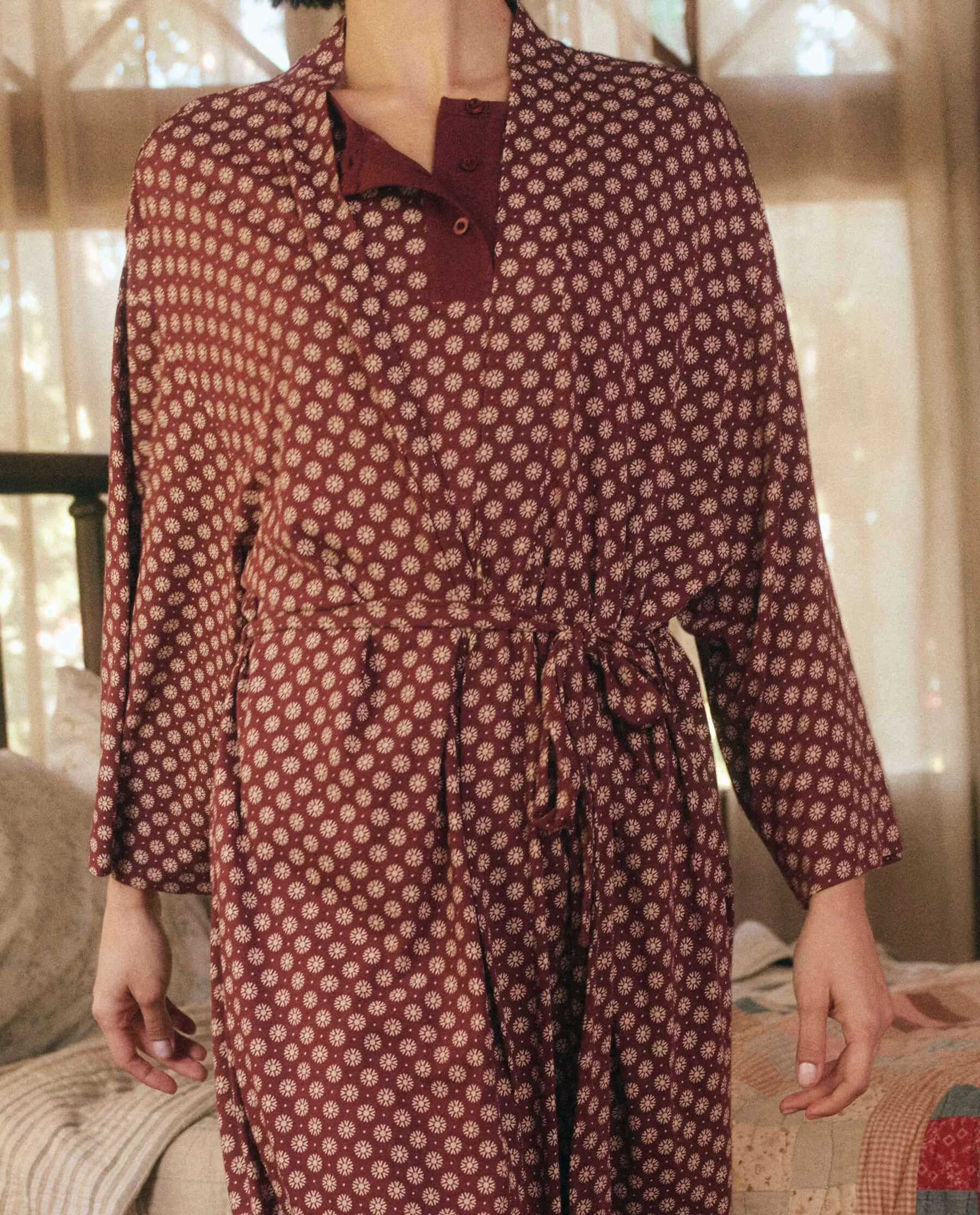 The Robe. -- Maroon Frost Floral sold by THE GREAT. product image thumbnail 5