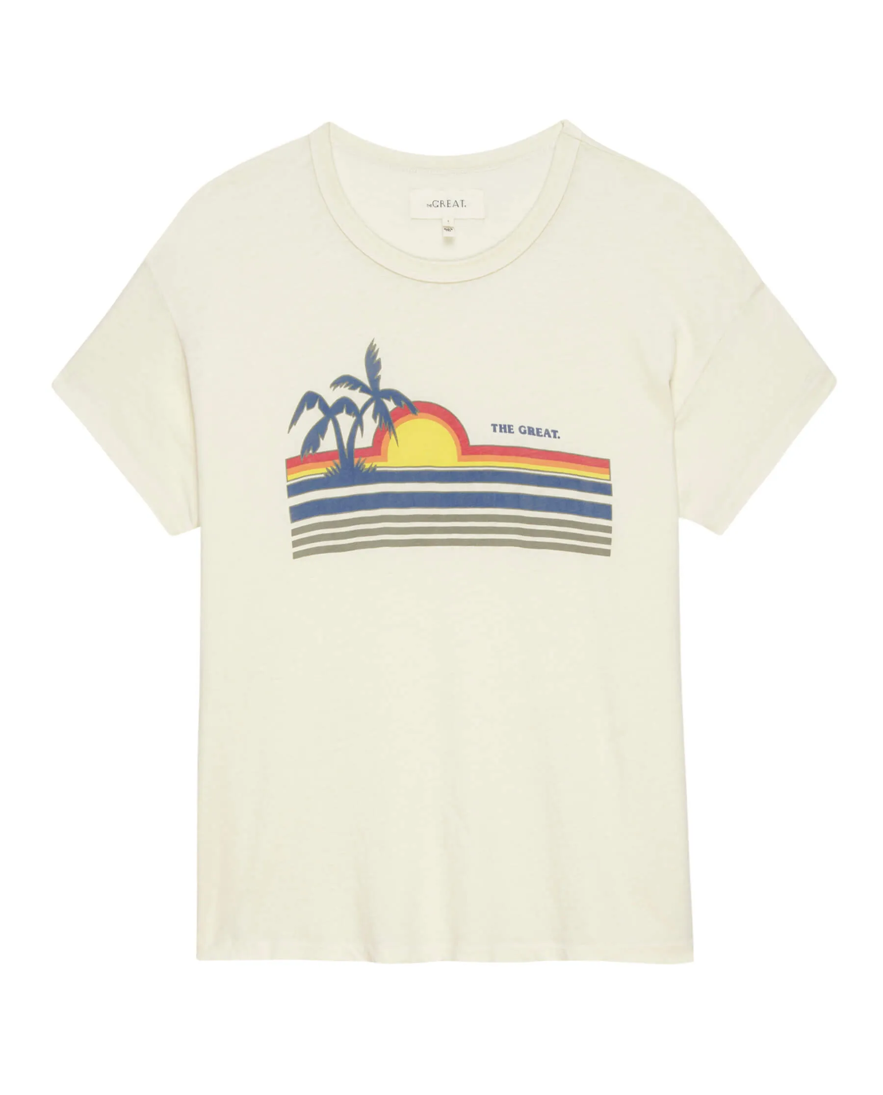 The Boxy Crew. Graphic -- Washed White with Sunset Graphic sold by THE GREAT.