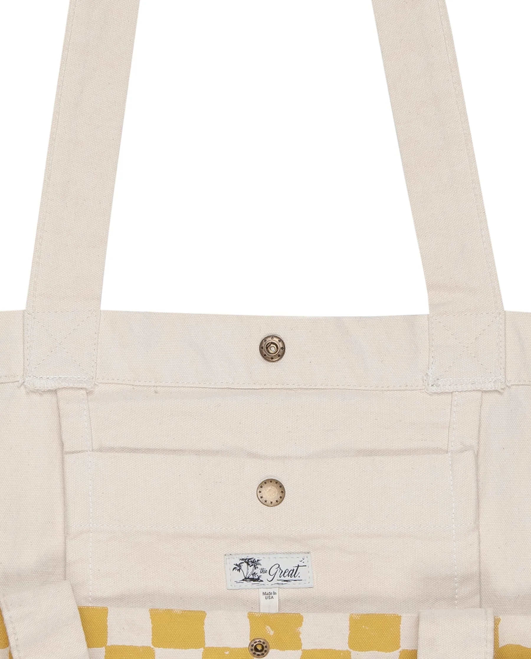 The Beach Tote. -- Cream with Citron Check Stamp sold by THE GREAT. product image thumbnail 3