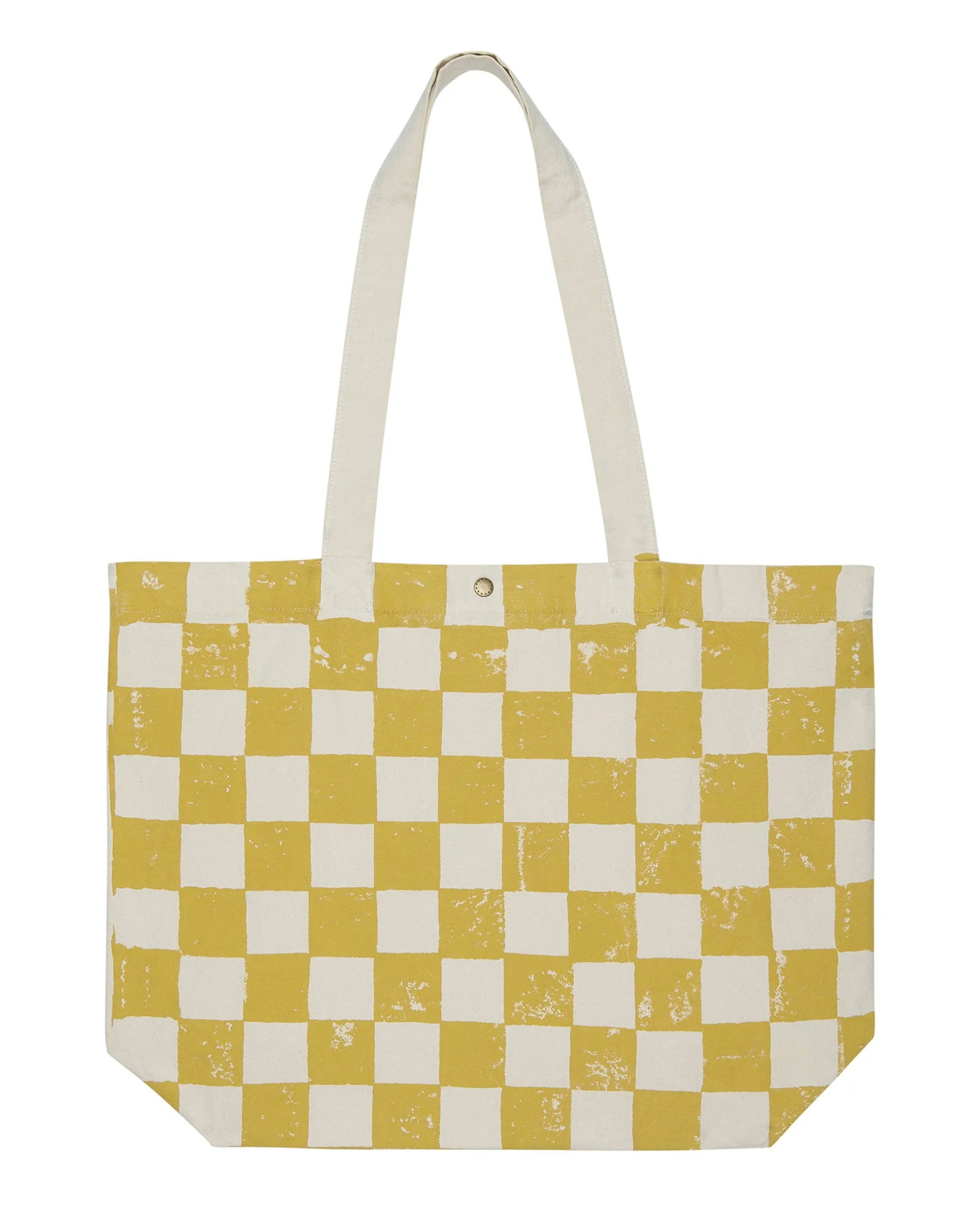 The Beach Tote. -- Cream with Citron Check Stamp sold by THE GREAT. product image thumbnail 5