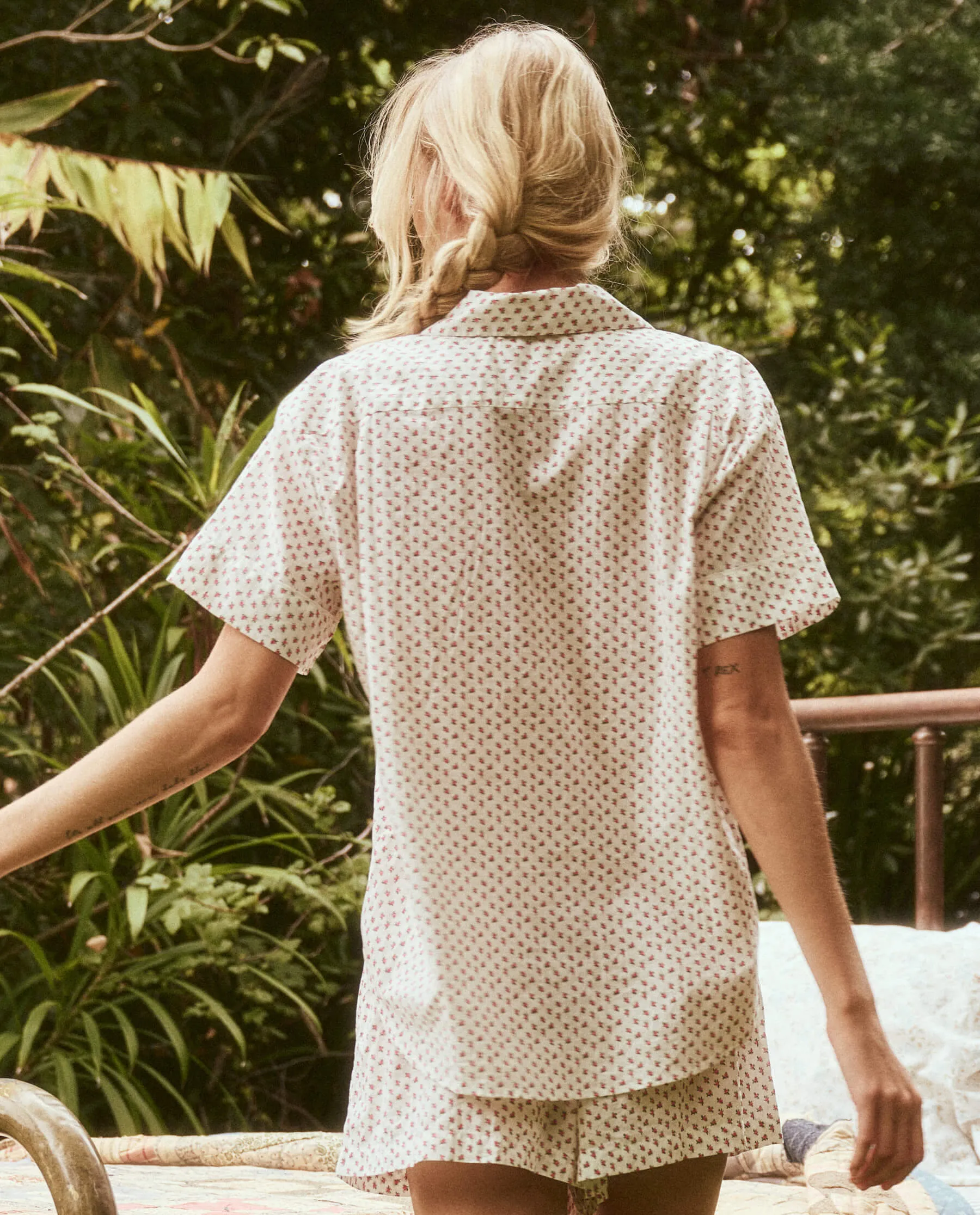 The Short Sleeve Pajama Shirt. -- Calico Rose Print sold by THE GREAT. product image thumbnail 5