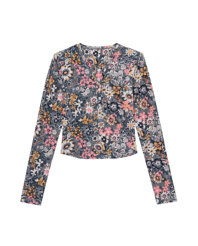 The Rashguard Henley. -- Navy Heirloom Floral sold by THE GREAT.