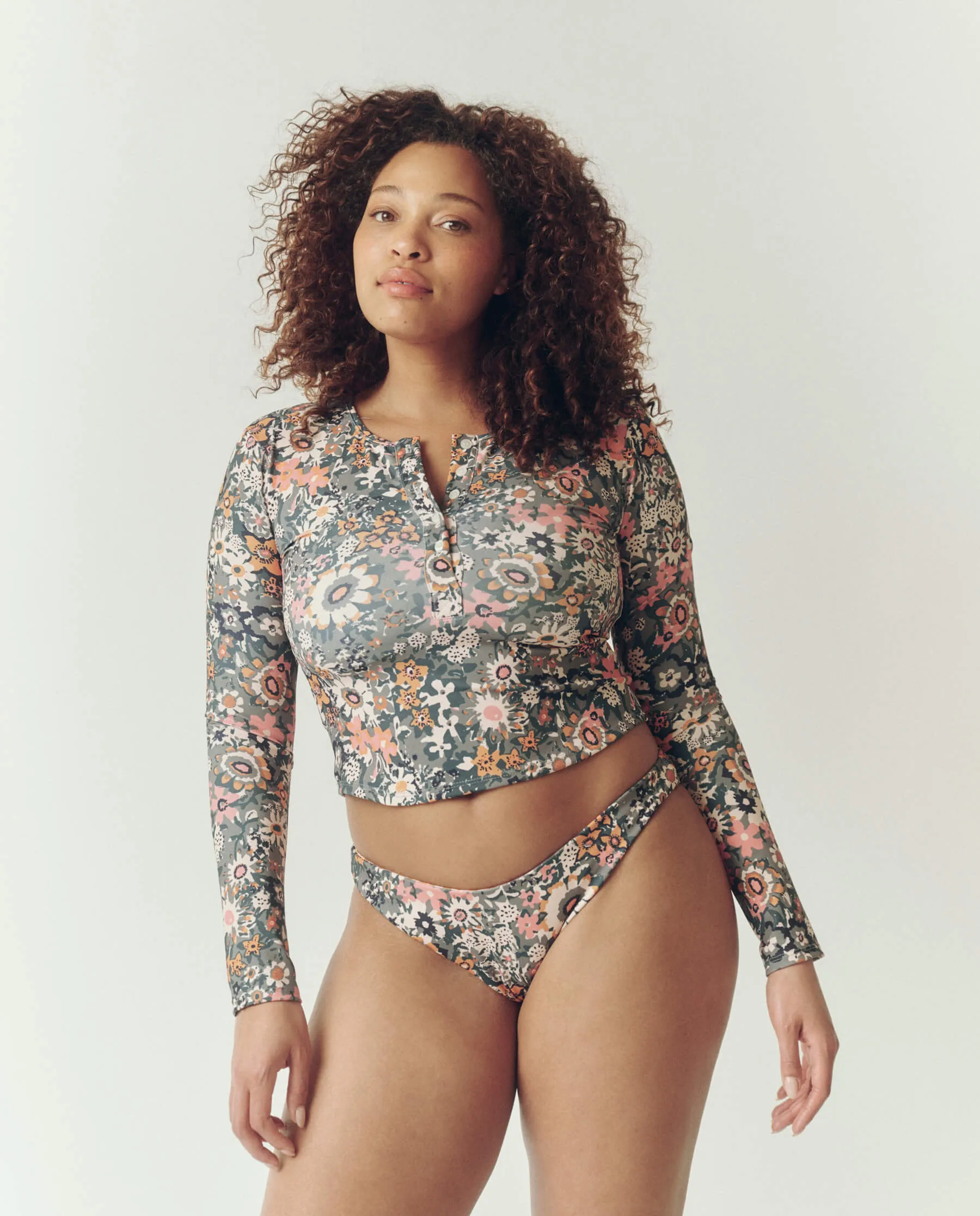 The Rashguard Henley. -- Navy Heirloom Floral sold by THE GREAT. product image thumbnail 4