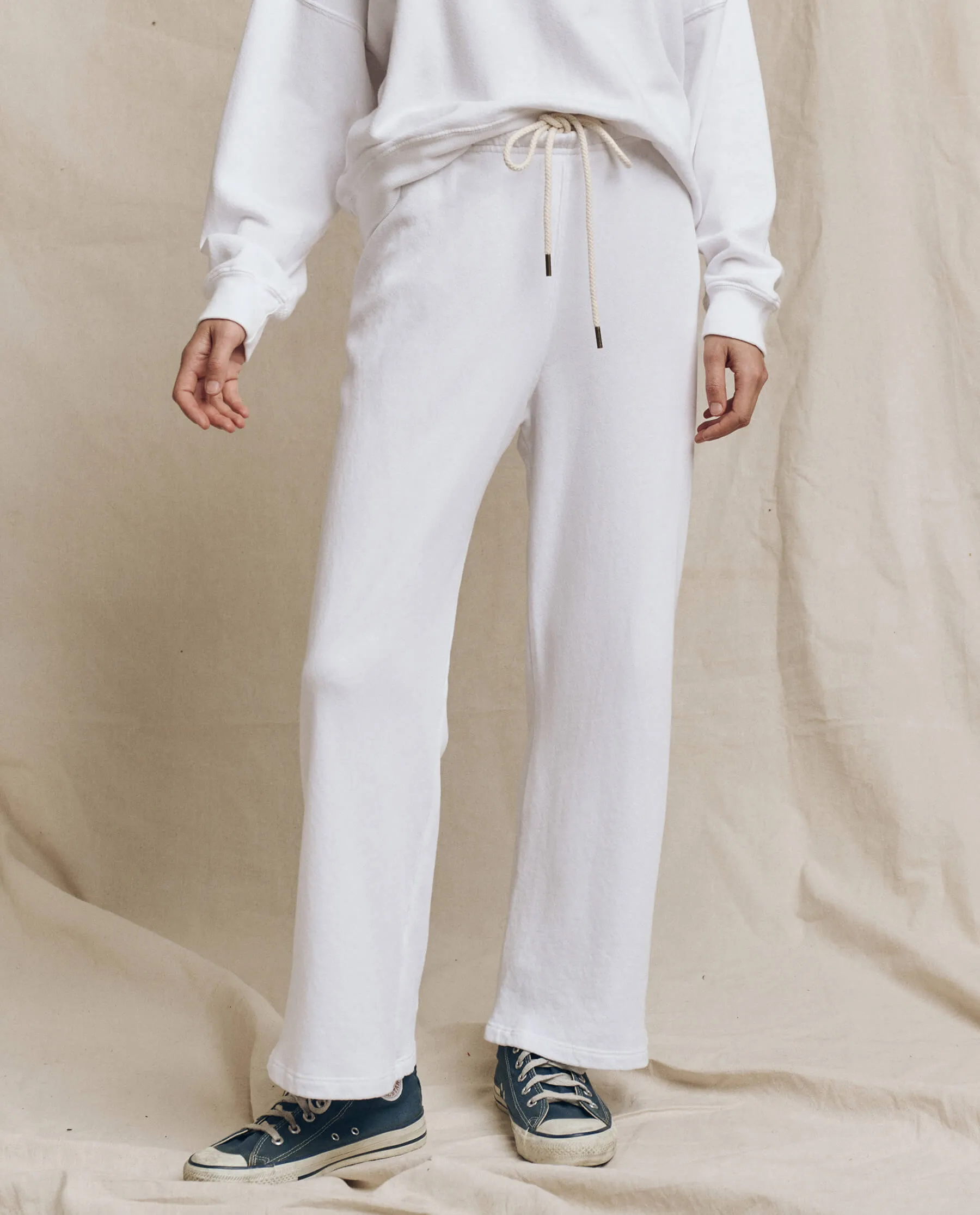 The Lap Sweatpant. Solid -- True White sold by THE GREAT.