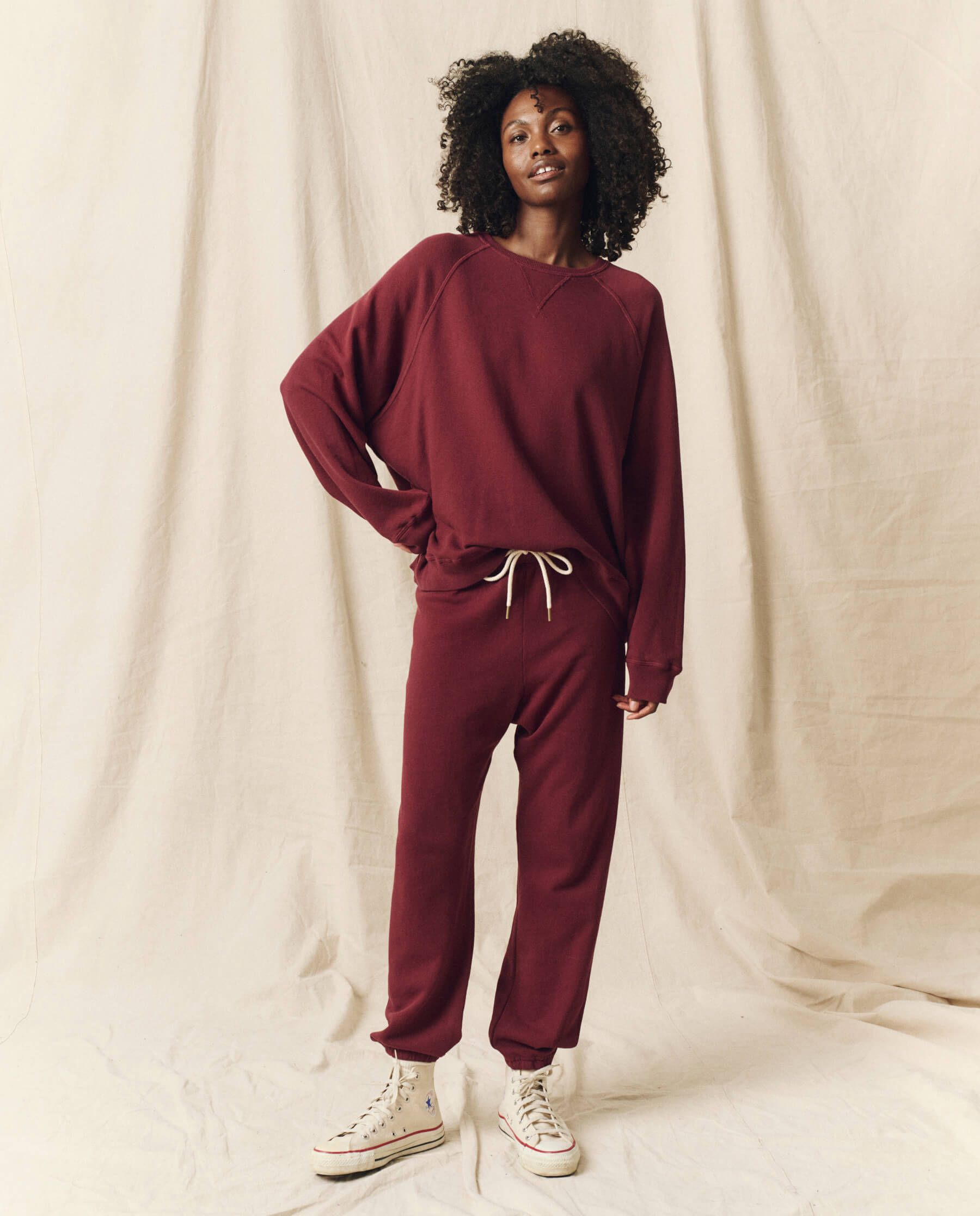 The Stadium Sweatpant. Solid -- Mulled Wine sold by THE GREAT. product image thumbnail 5