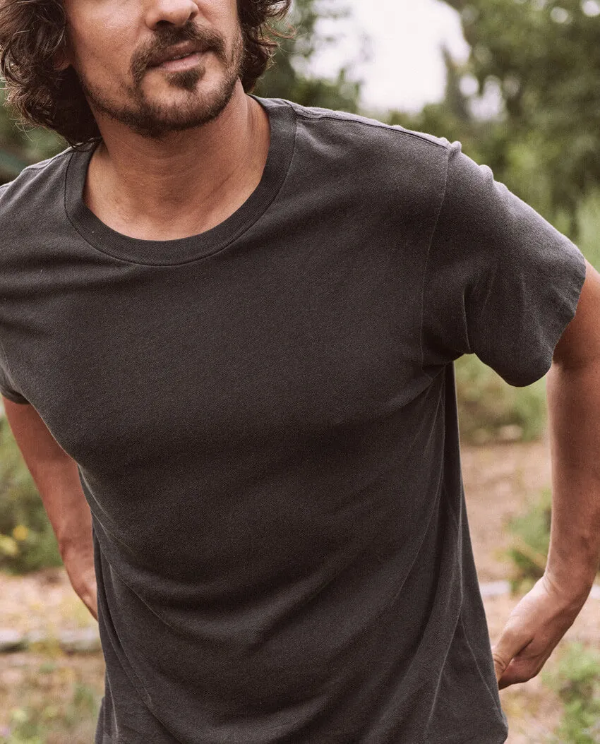 The Men's Slim Tee. -- Almost Black sold by THE GREAT.
