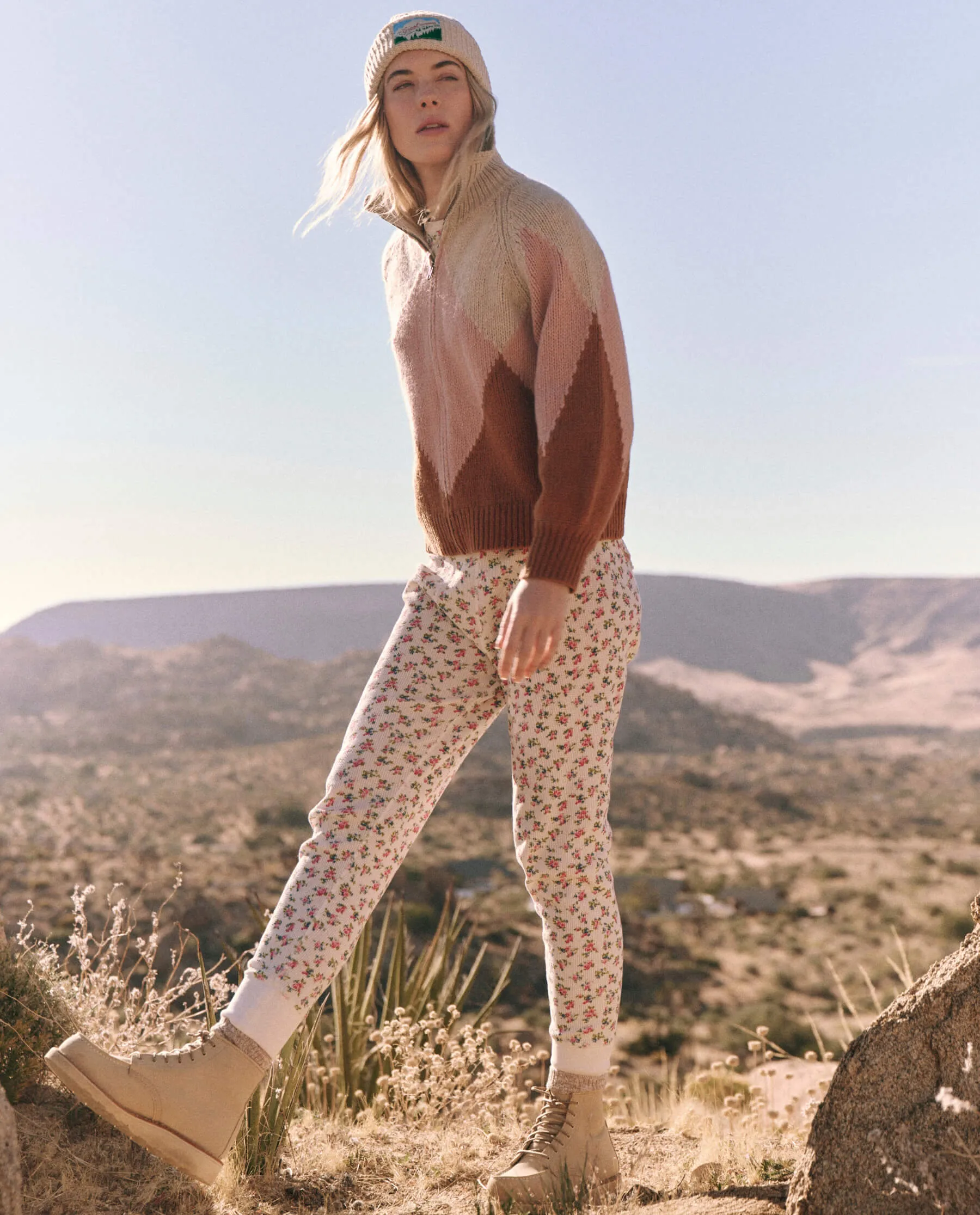 The Vista Full-Zip Sweater. -- Golden Hour Argyle sold by THE GREAT. product image thumbnail 3