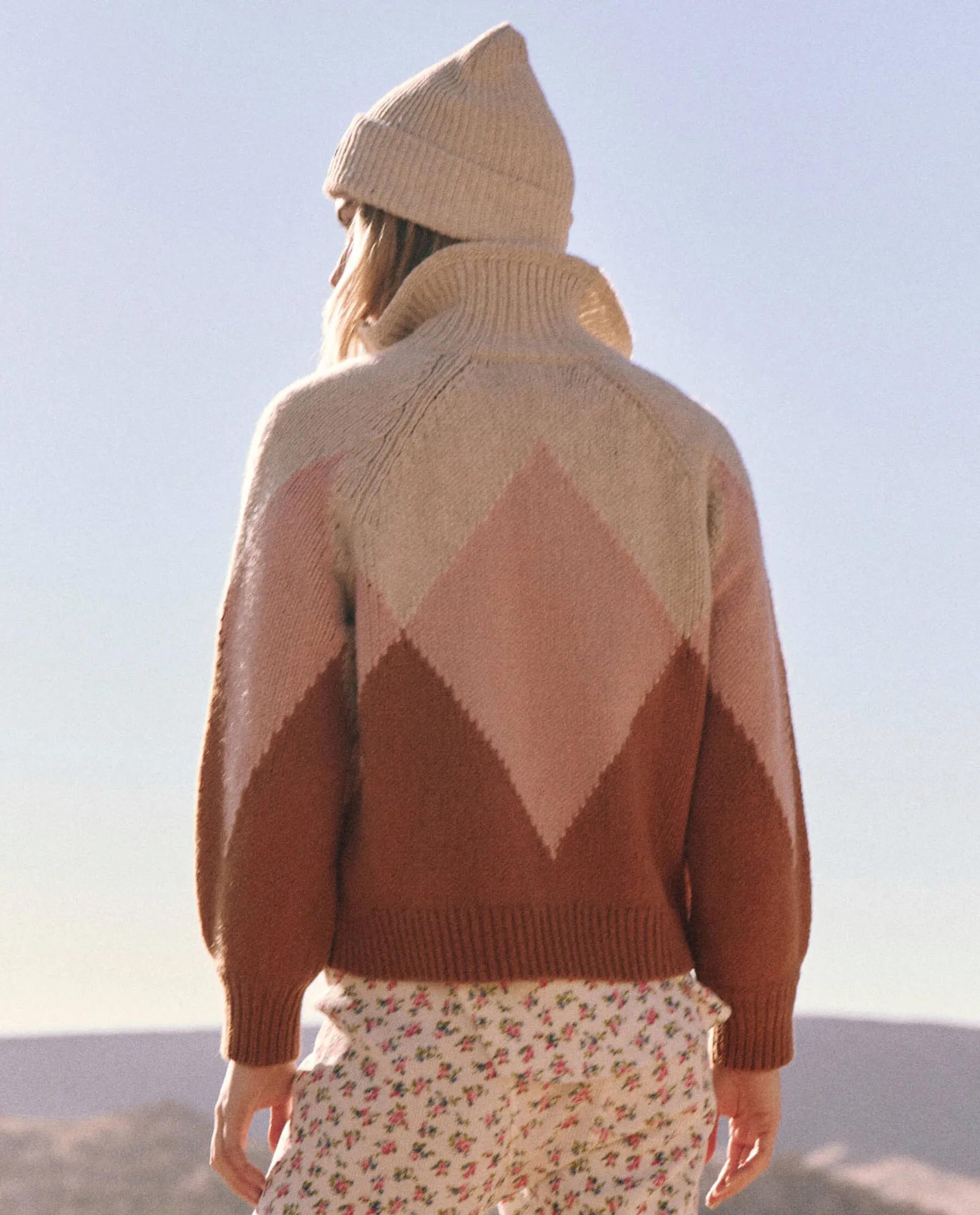The Vista Full-Zip Sweater. -- Golden Hour Argyle sold by THE GREAT. product image thumbnail 5