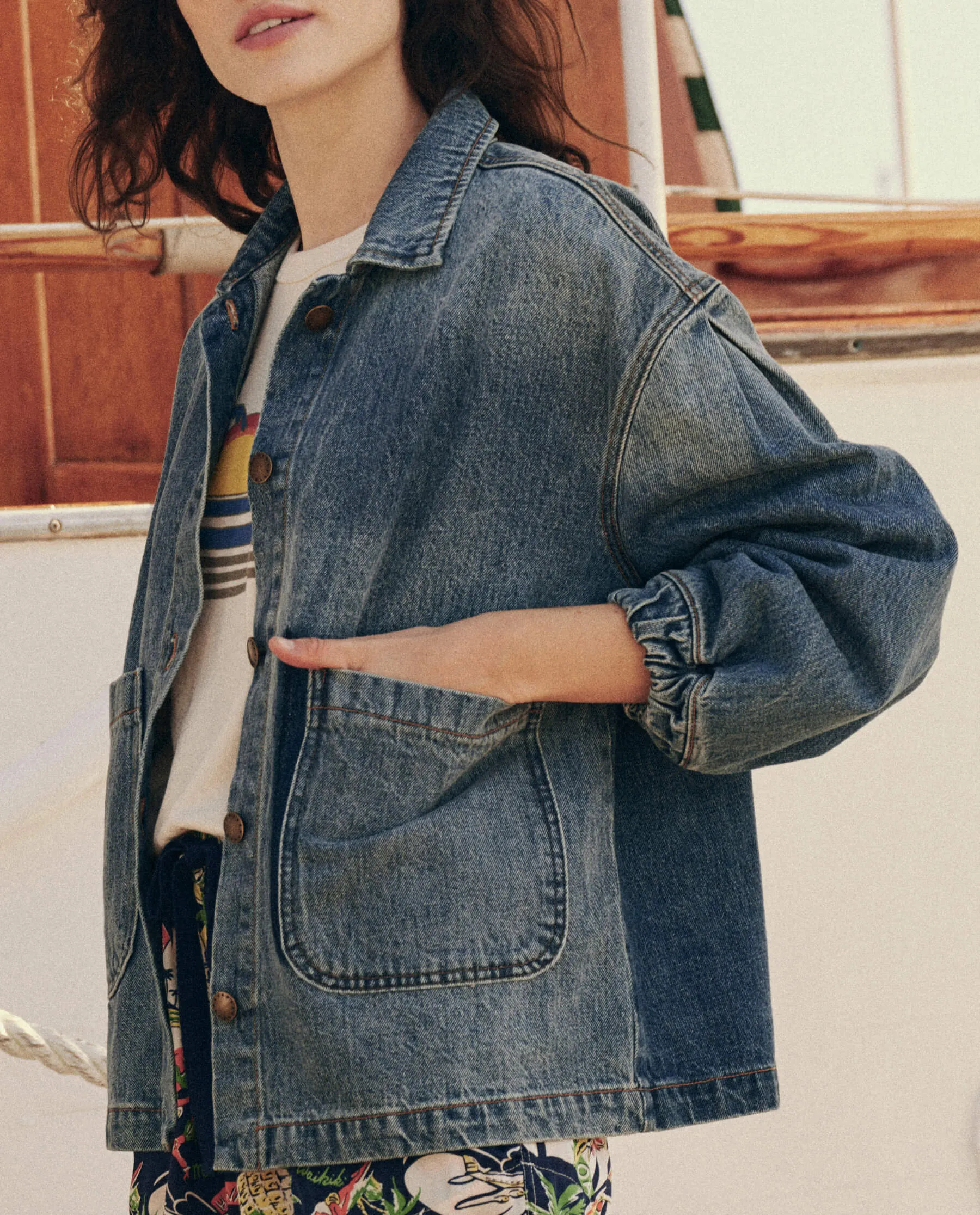 The Blouson Sleeve Chore Jacket. -- Road House Wash sold by THE GREAT. product image thumbnail 3