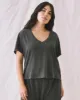 The V-Neck Tee. -- Washed Black sold by THE GREAT.