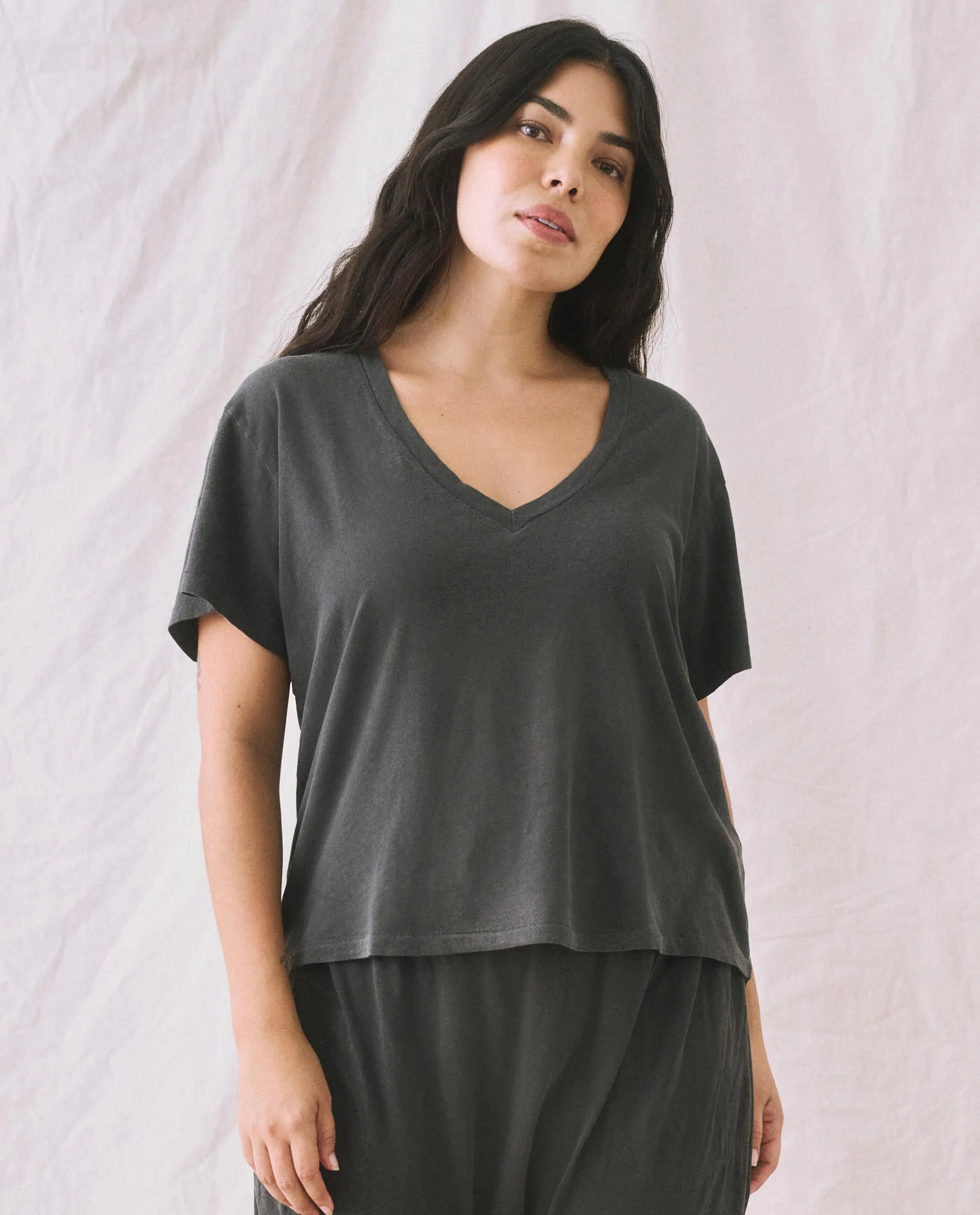 The V-Neck Tee. -- Washed Black sold by THE GREAT. product image thumbnail 5