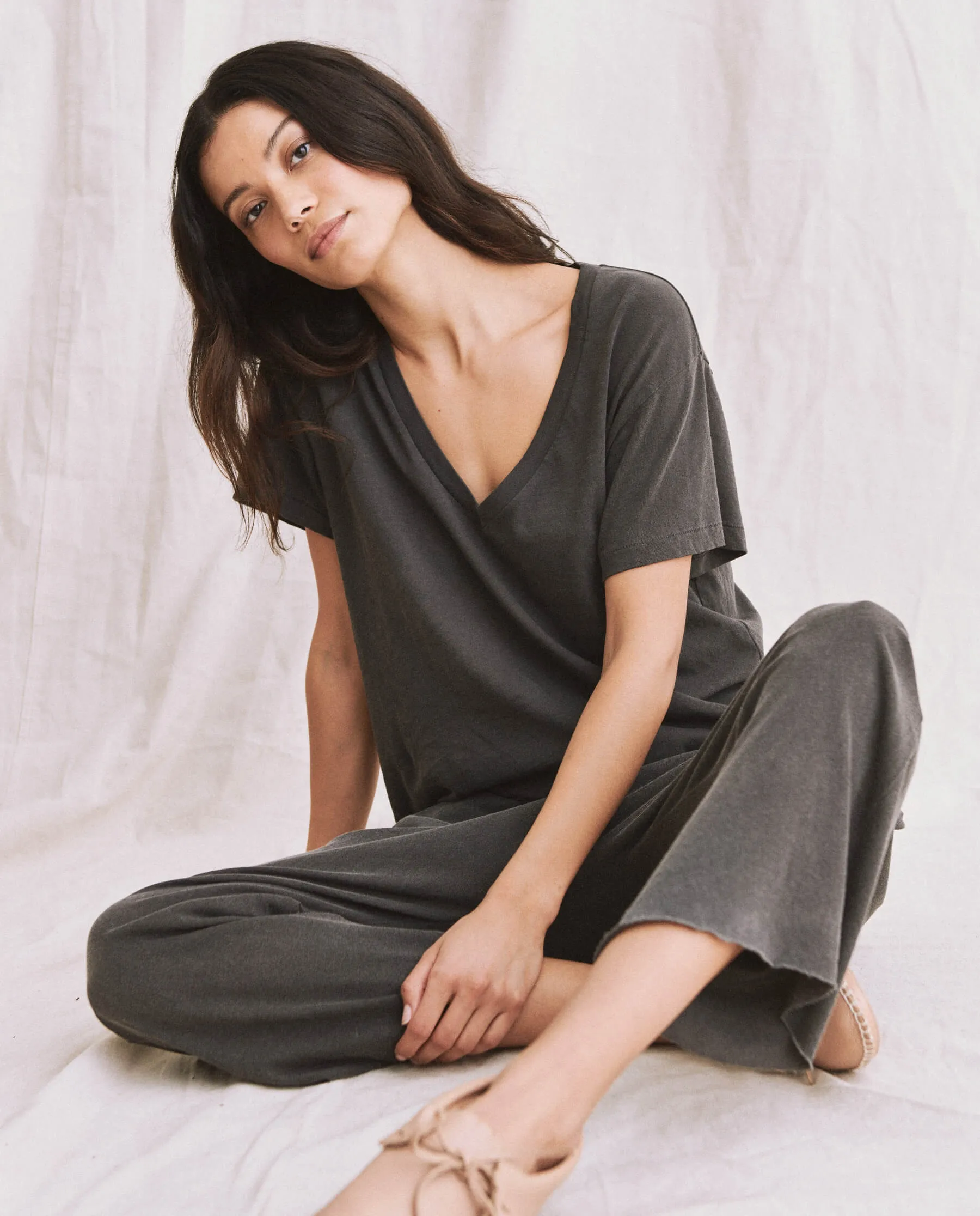 The V-Neck Tee. -- Washed Black sold by THE GREAT. product image thumbnail 3