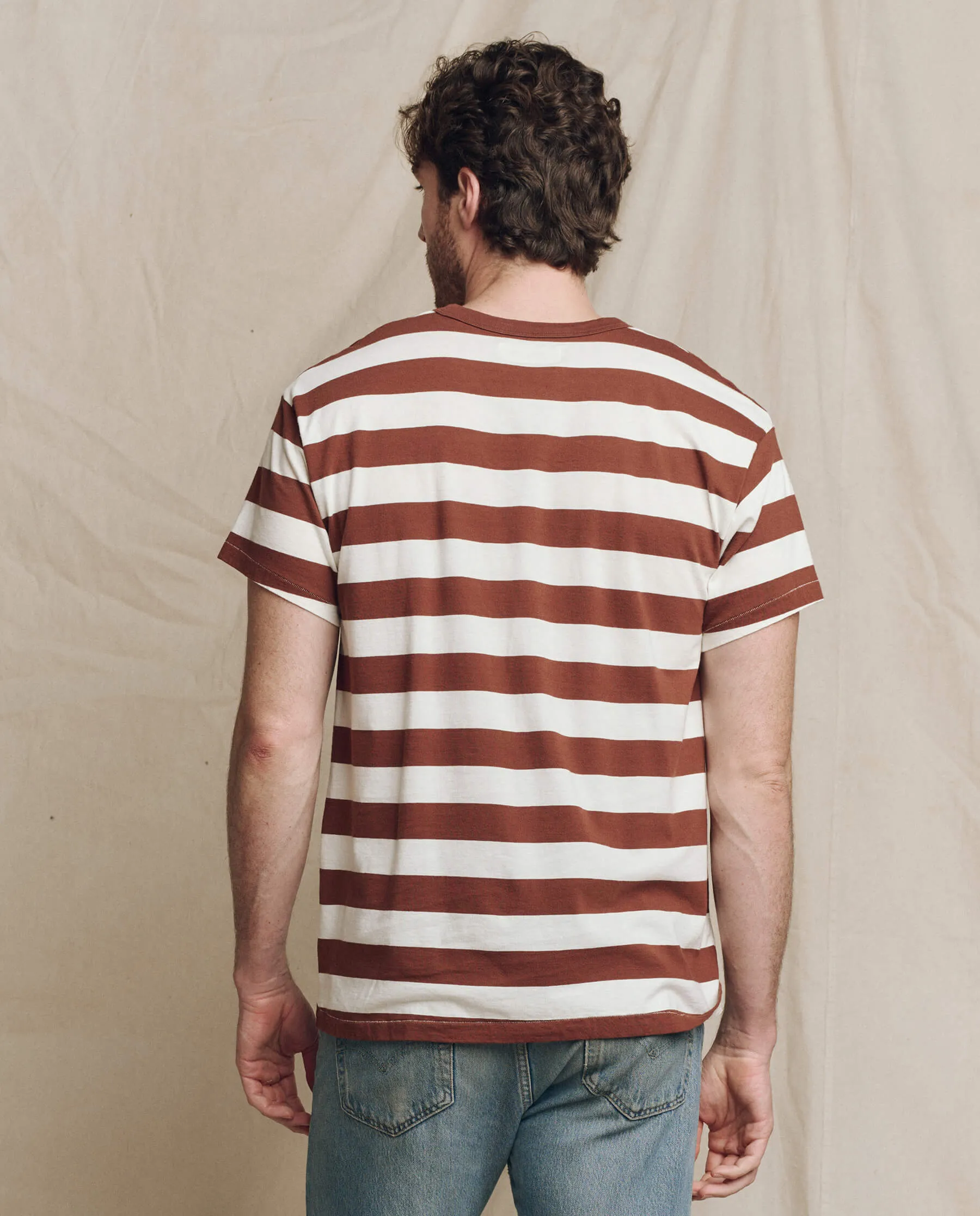 The Men's Boxy Crew. -- Cognac Stripe sold by THE GREAT. product image thumbnail 2