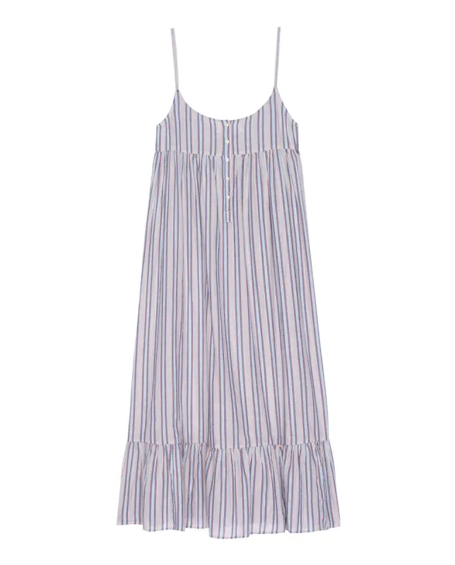 The Ruffle Tank Night Dress. -- Maritime Stripe sold by THE GREAT.