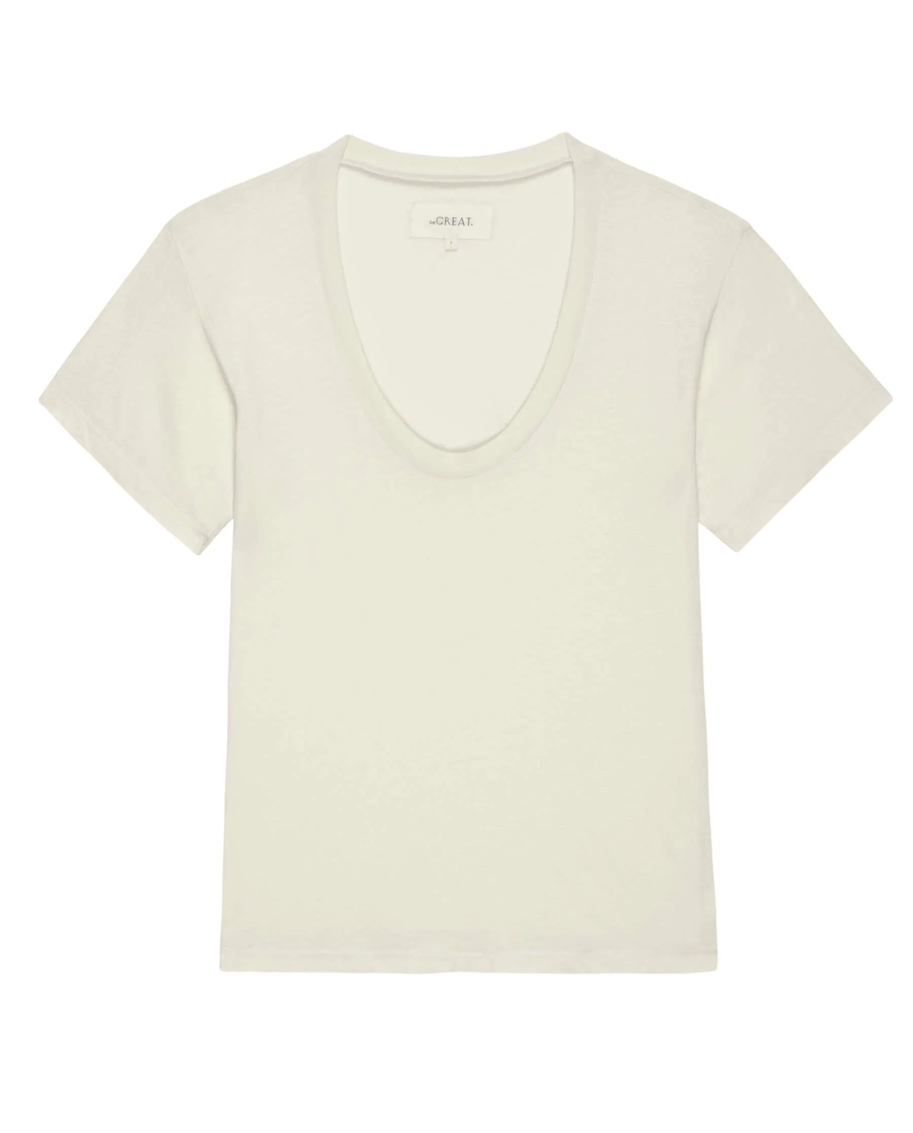 The Slim U-Neck Tee. Solid -- Washed White sold by THE GREAT. product image thumbnail 5