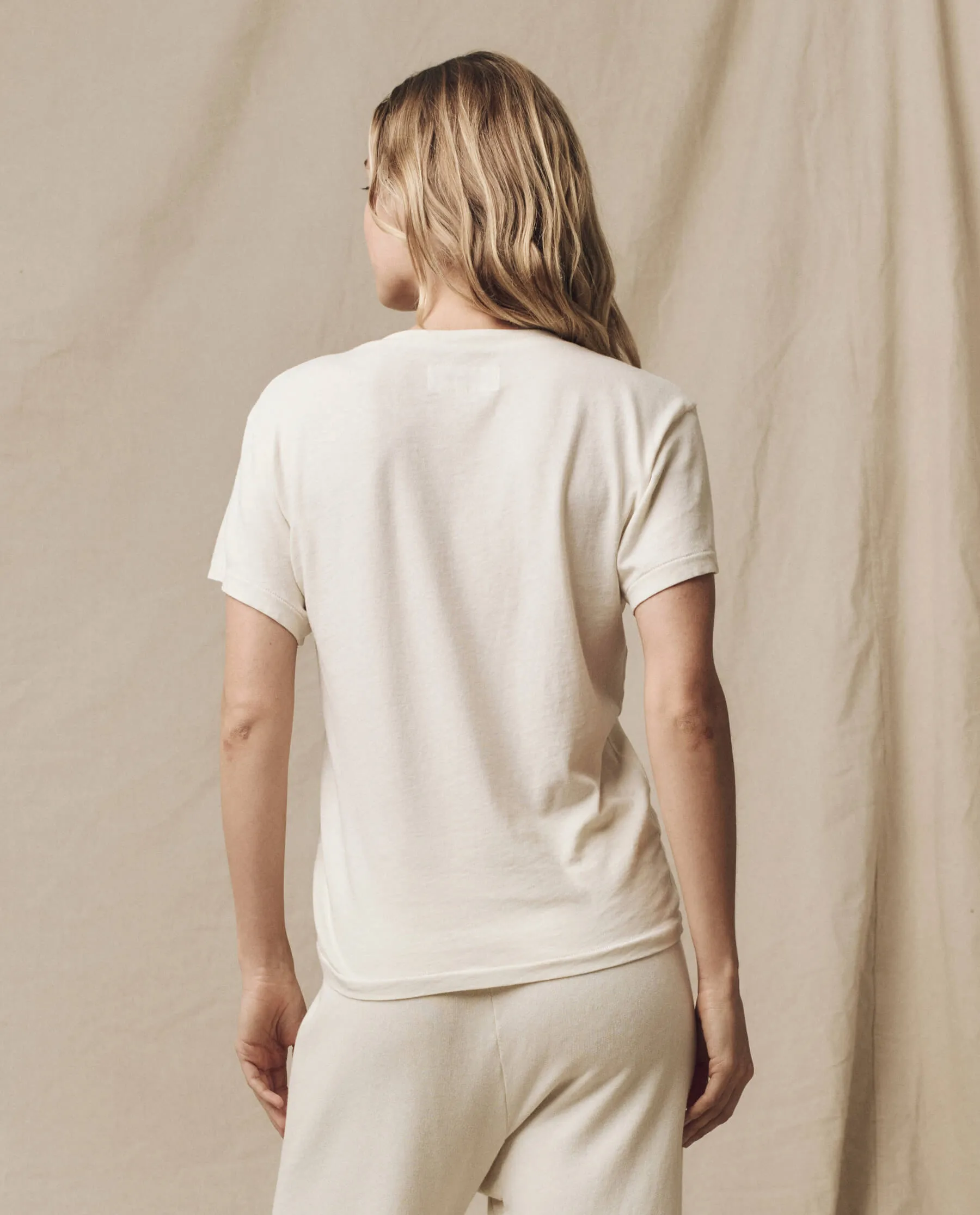 The Slim U-Neck Tee. Solid -- Washed White sold by THE GREAT. product image thumbnail 3