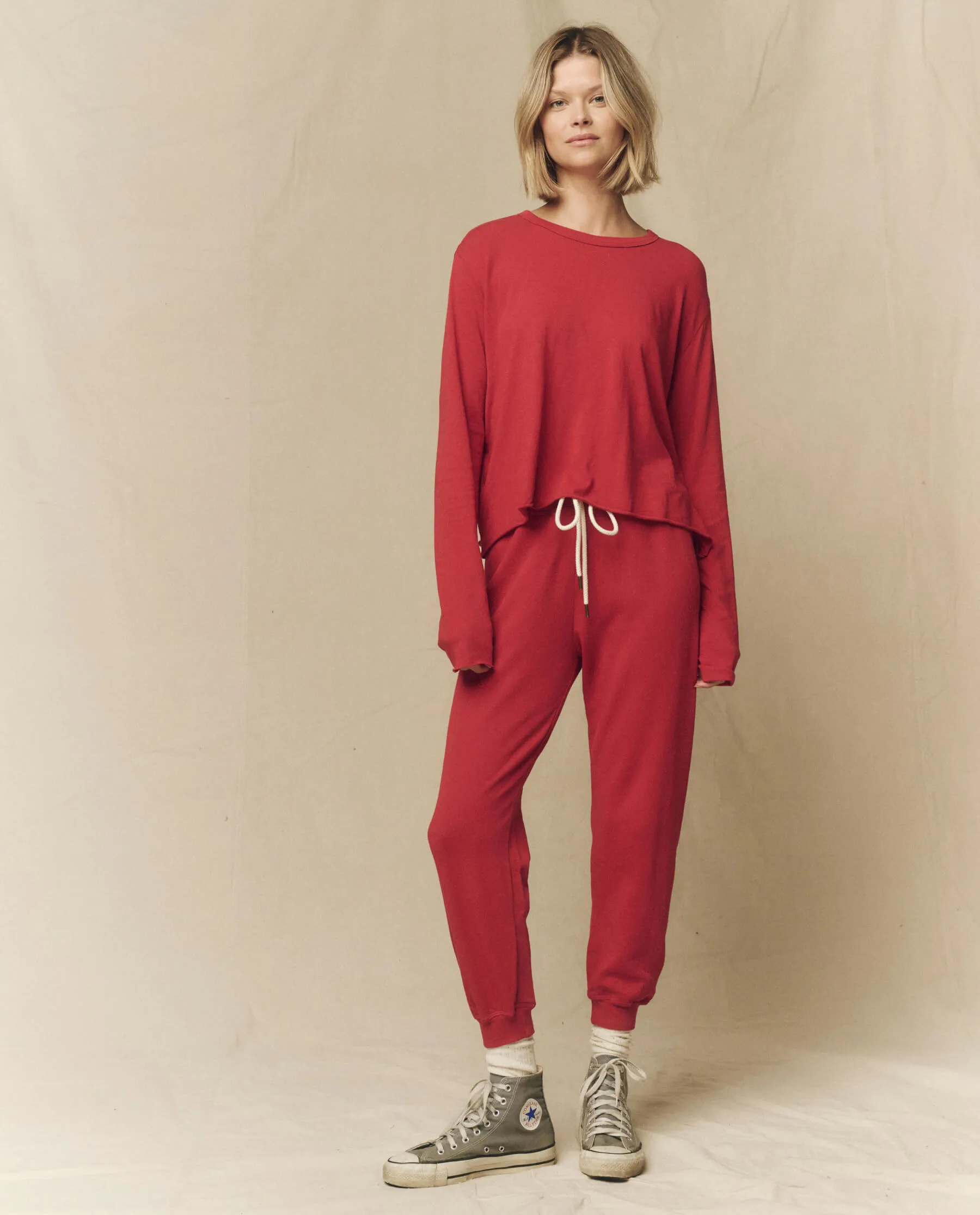 The Cropped Sweatpant. Solid -- Gemstone sold by THE GREAT. product image thumbnail 3