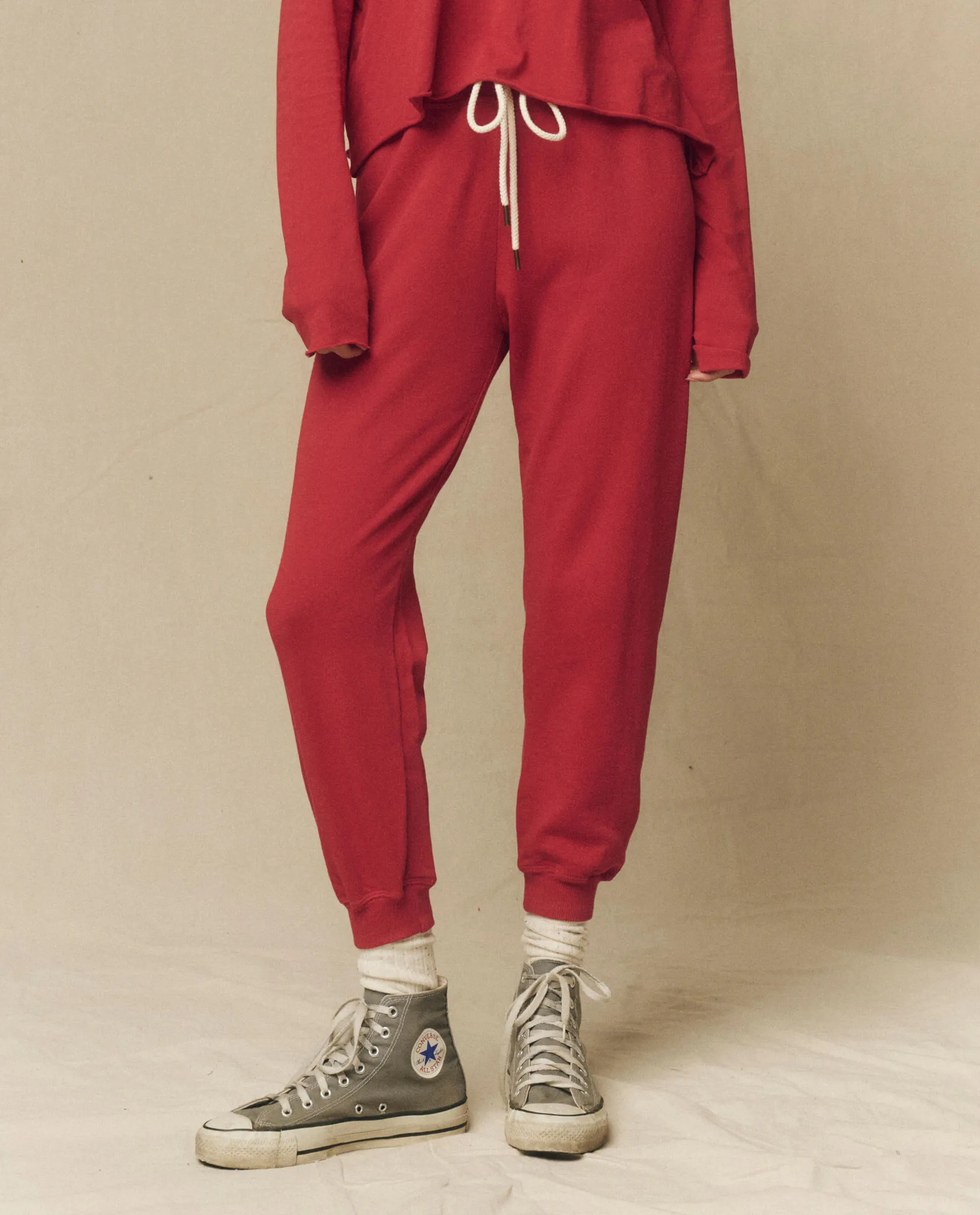 The Cropped Sweatpant. Solid -- Gemstone sold by THE GREAT.