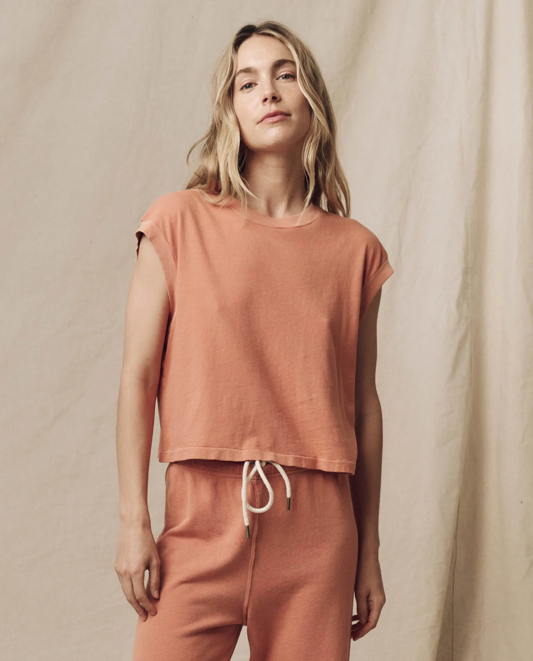 The Square Tee. Solid -- Sun Dried Orange sold by THE GREAT.