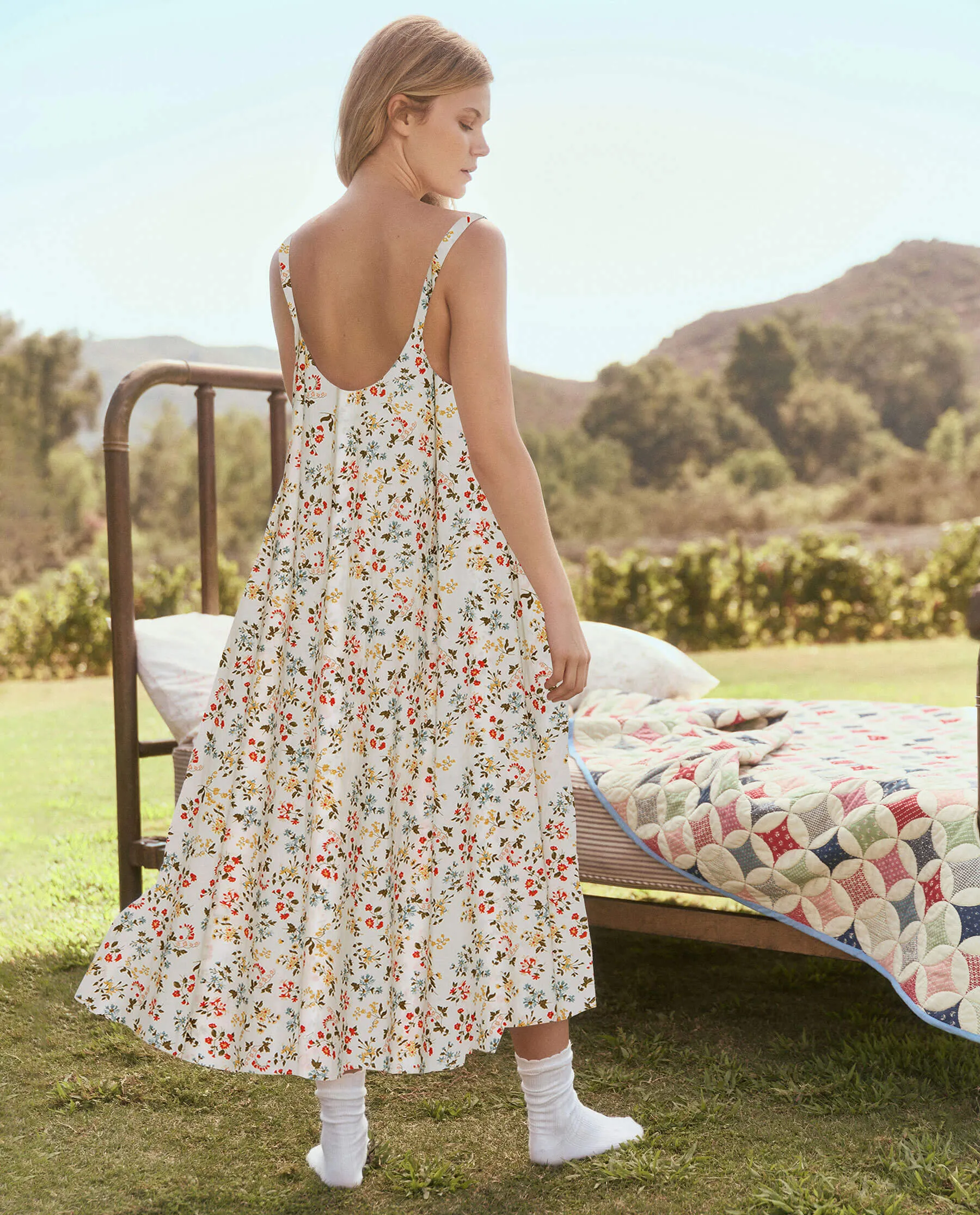 The Ruffle Tank Night Dress. -- Terrace Floral sold by THE GREAT. product image thumbnail 2