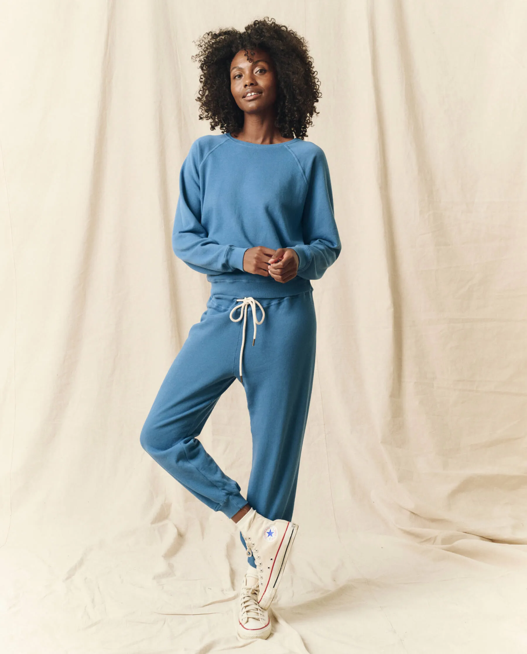 The Cropped Sweatpant. Solid -- Glacier Blue sold by THE GREAT. product image thumbnail 3