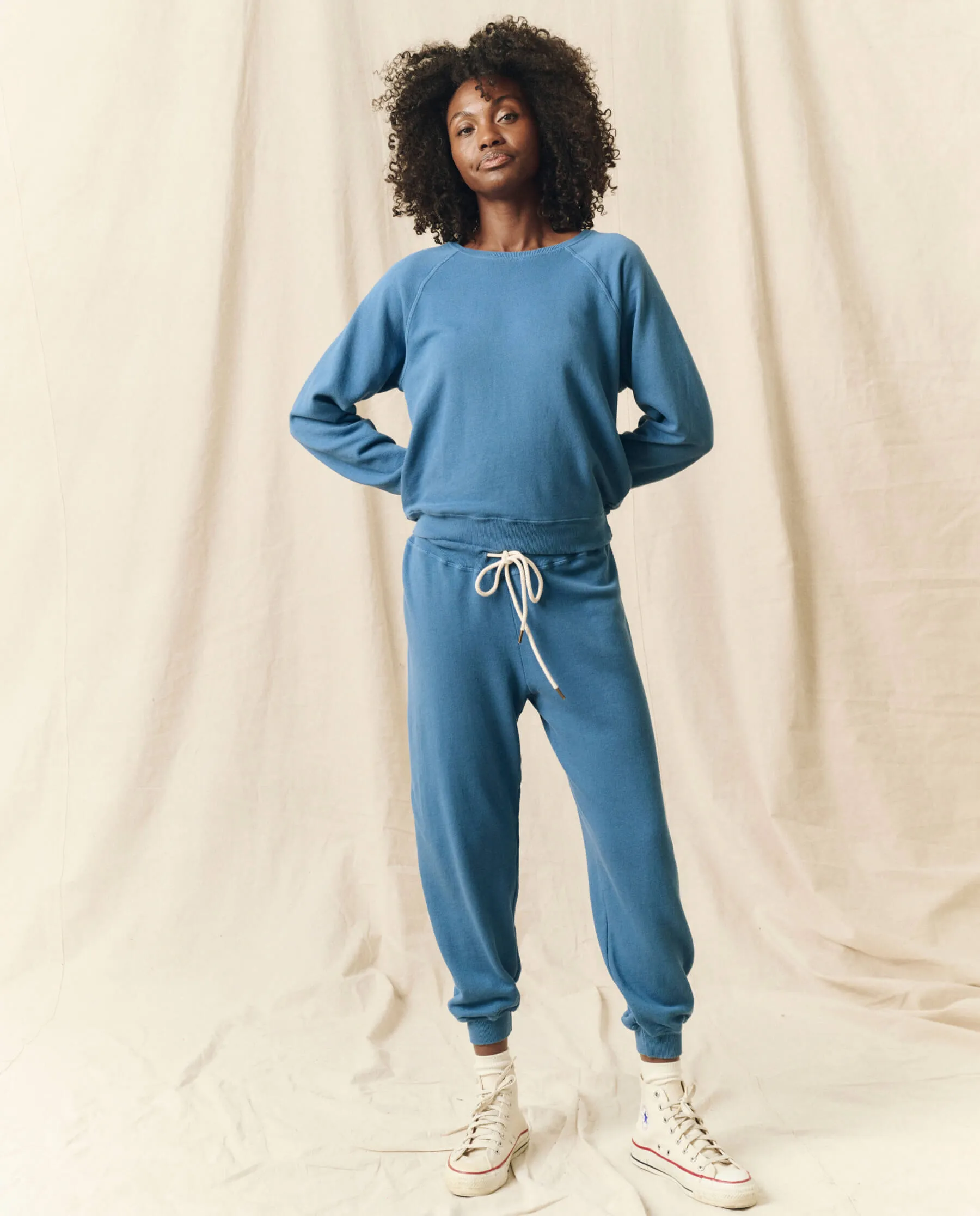 The Cropped Sweatpant. Solid -- Glacier Blue sold by THE GREAT. product image thumbnail 5