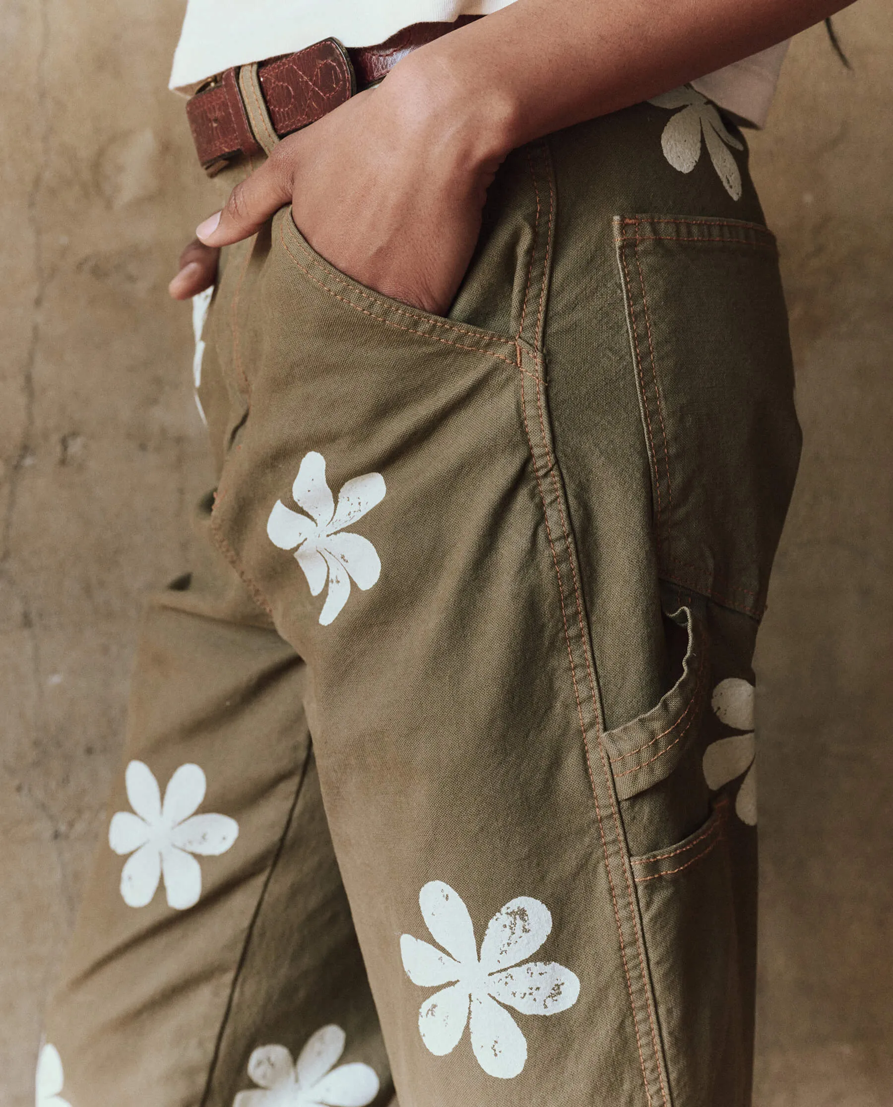 The Carpenter Pant with Daisy Stamp. -- Army sold by THE GREAT. product image thumbnail 3