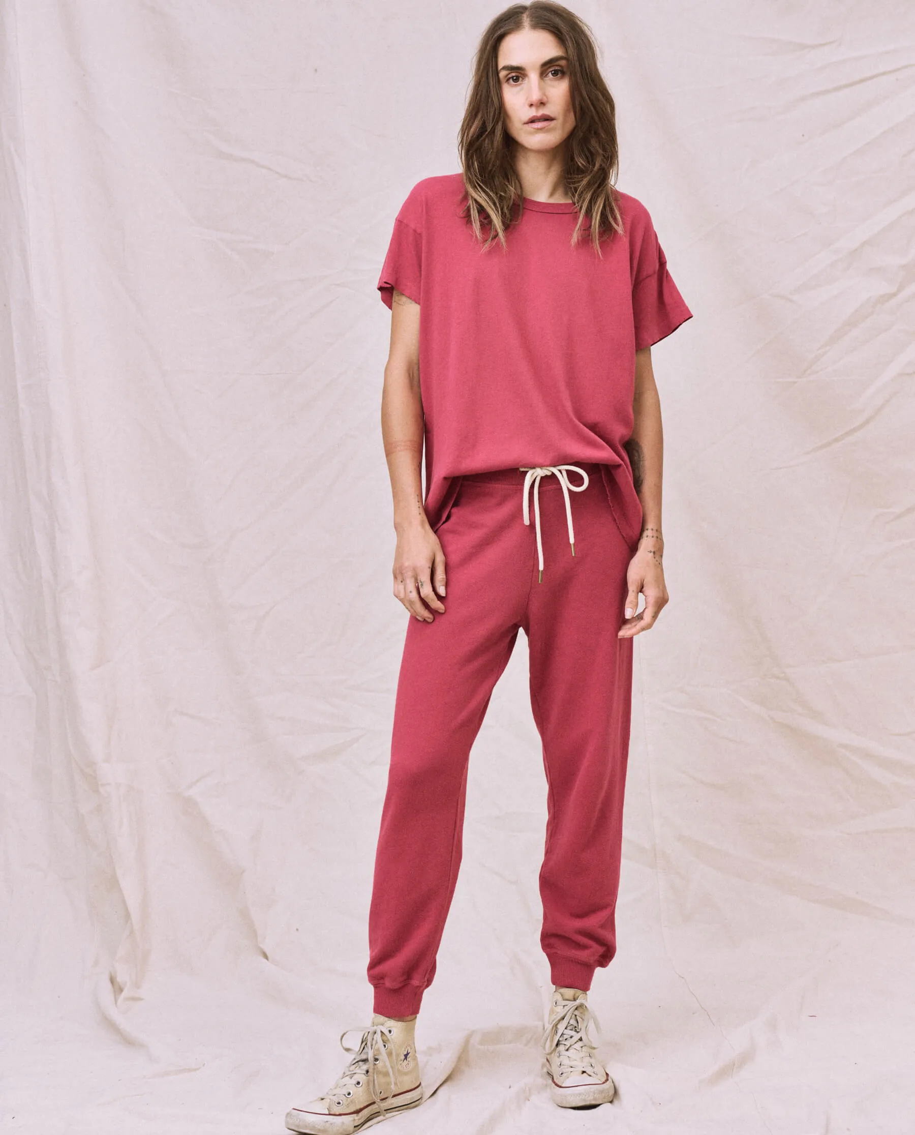 The Cropped Sweatpant. Solid -- Sweet Plum sold by THE GREAT. product image thumbnail 3
