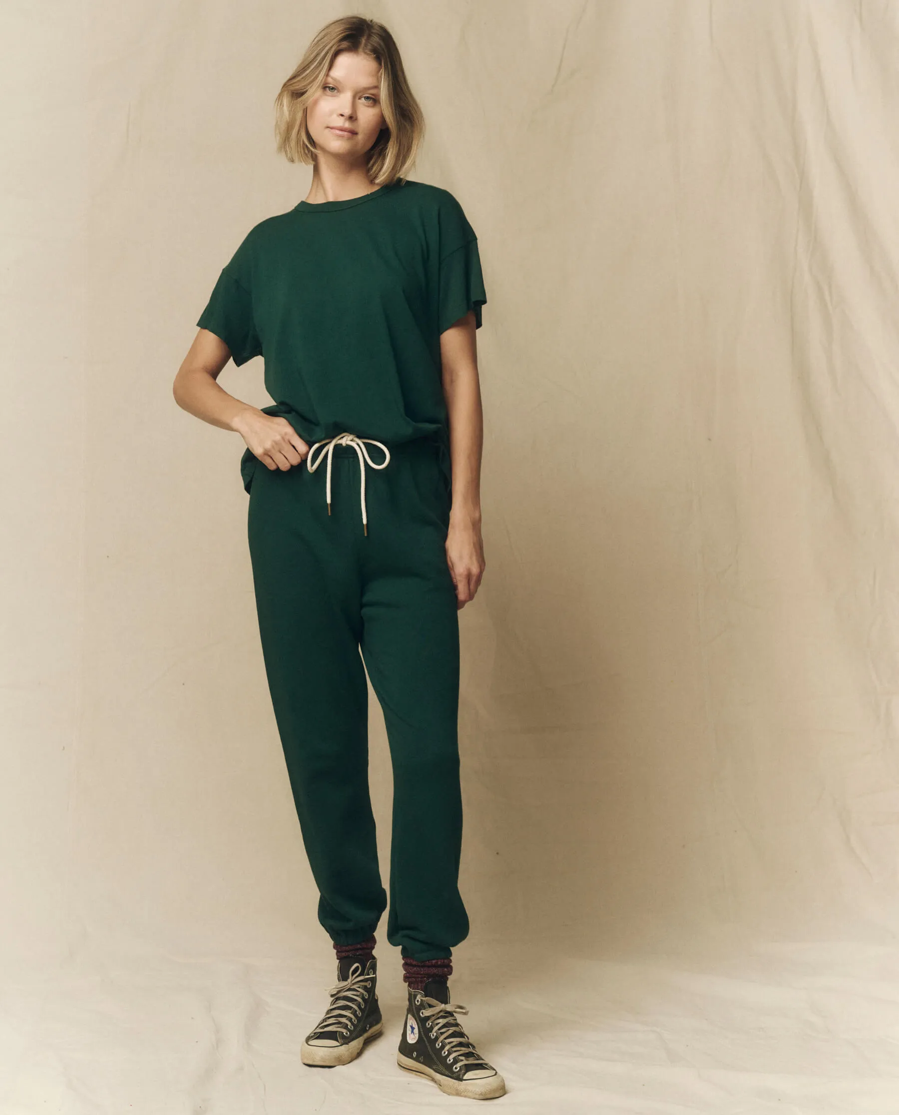 The Stadium Sweatpant. Solid -- Green Grove sold by THE GREAT. product image thumbnail 3