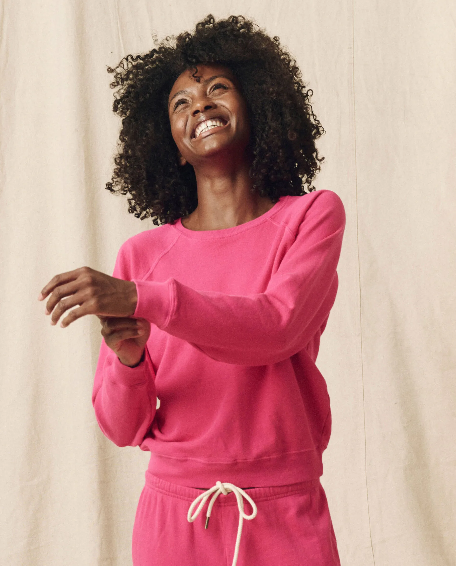 The Shrunken Sweatshirt. Solid -- Fuchsia sold by THE GREAT. product image thumbnail 3