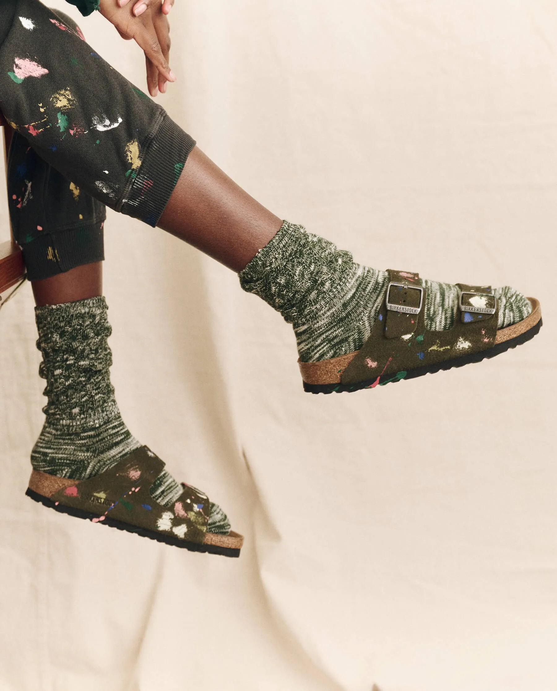 Arizona Thyme Birkenstock with Paint. -- Thyme with Bright Multi Paint sold by THE GREAT. product image thumbnail 2