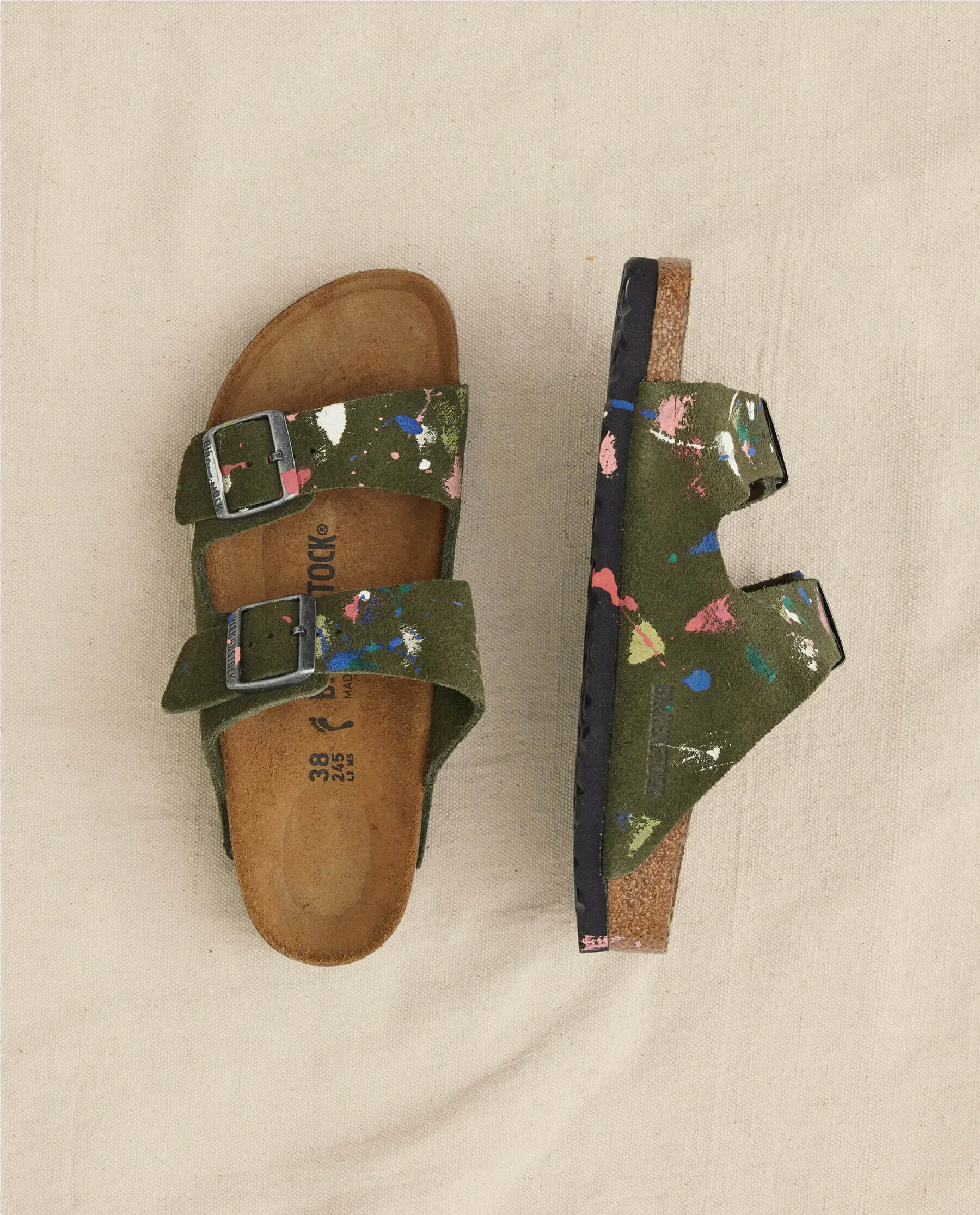Arizona Thyme Birkenstock with Paint. -- Thyme with Bright Multi Paint sold by THE GREAT. product image thumbnail 3