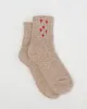 The Melange Rib Sock. -- Camel with Red Hearts sold by THE GREAT.