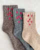 The Melange Rib Sock. -- Camel with Red Hearts sold by THE GREAT.