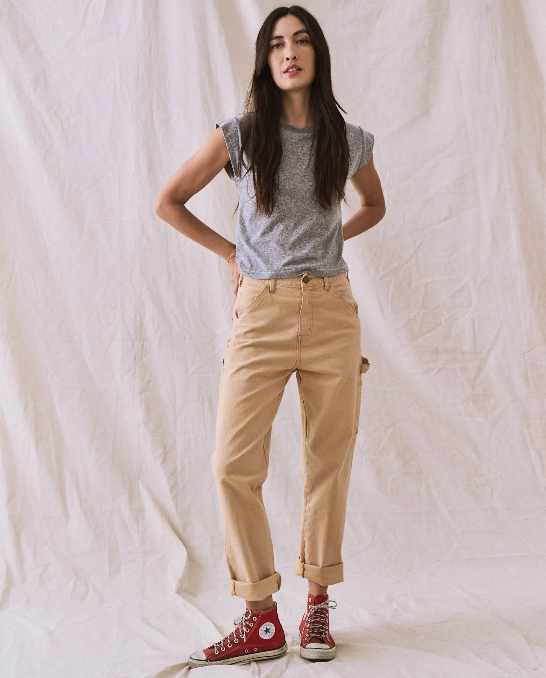 The Peak Shoulder Tee. -- Heather Grey sold by THE GREAT. product image thumbnail 5