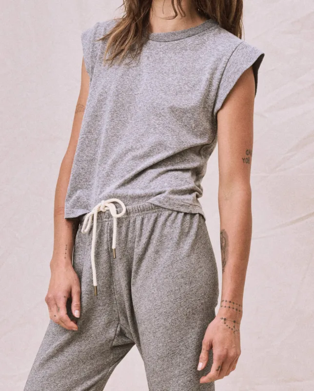 The Peak Shoulder Tee. -- Heather Grey sold by THE GREAT.
