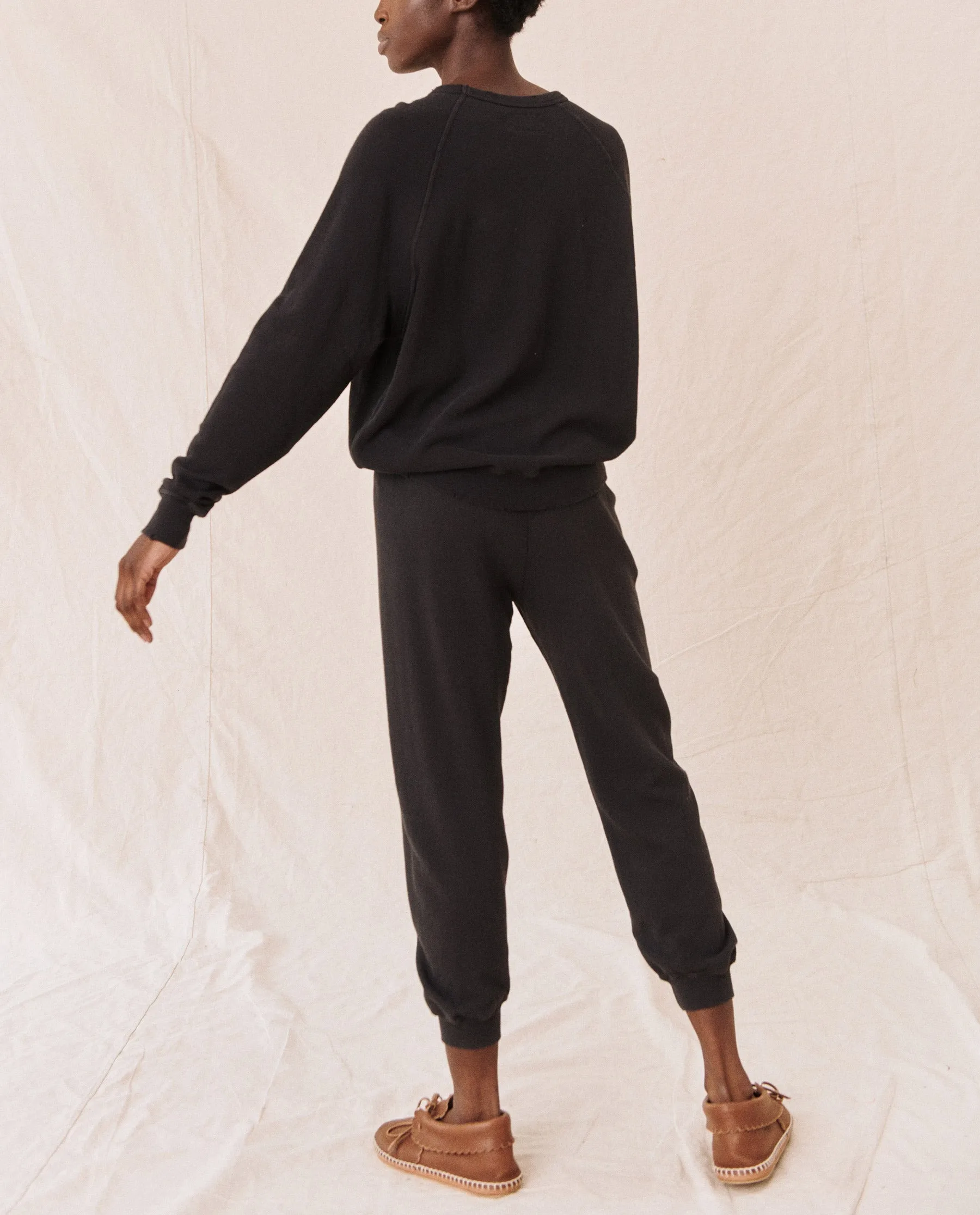 The Cropped Sweatpant. Solid -- Almost Black sold by THE GREAT. product image thumbnail 2
