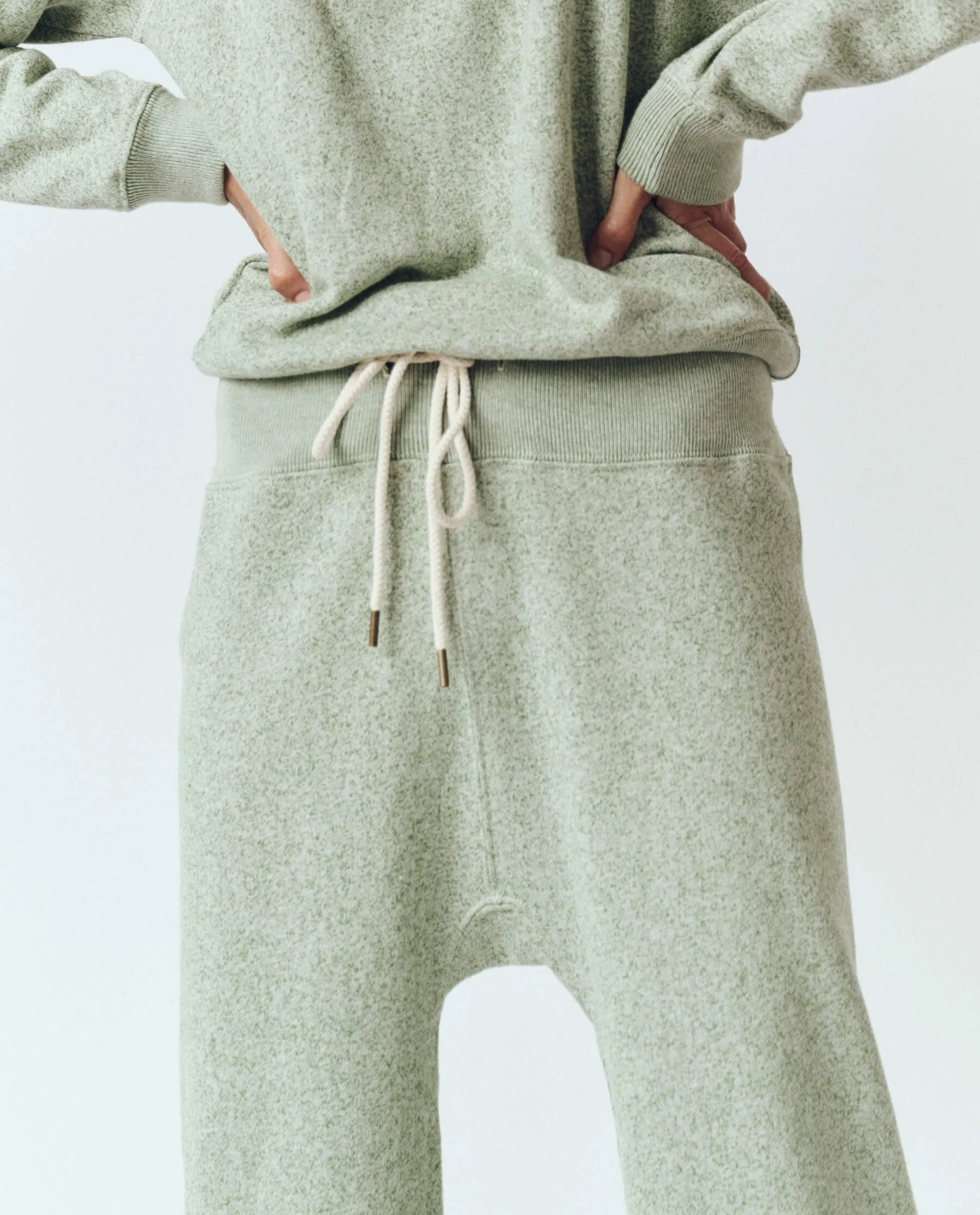 The Relay Sweatpant. -- Heathered Bright Pine sold by THE GREAT. product image thumbnail 4