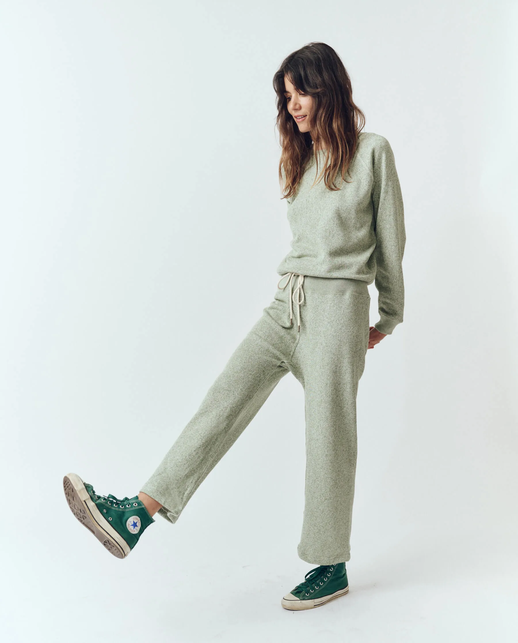 The Relay Sweatpant. -- Heathered Bright Pine sold by THE GREAT. product image thumbnail 5