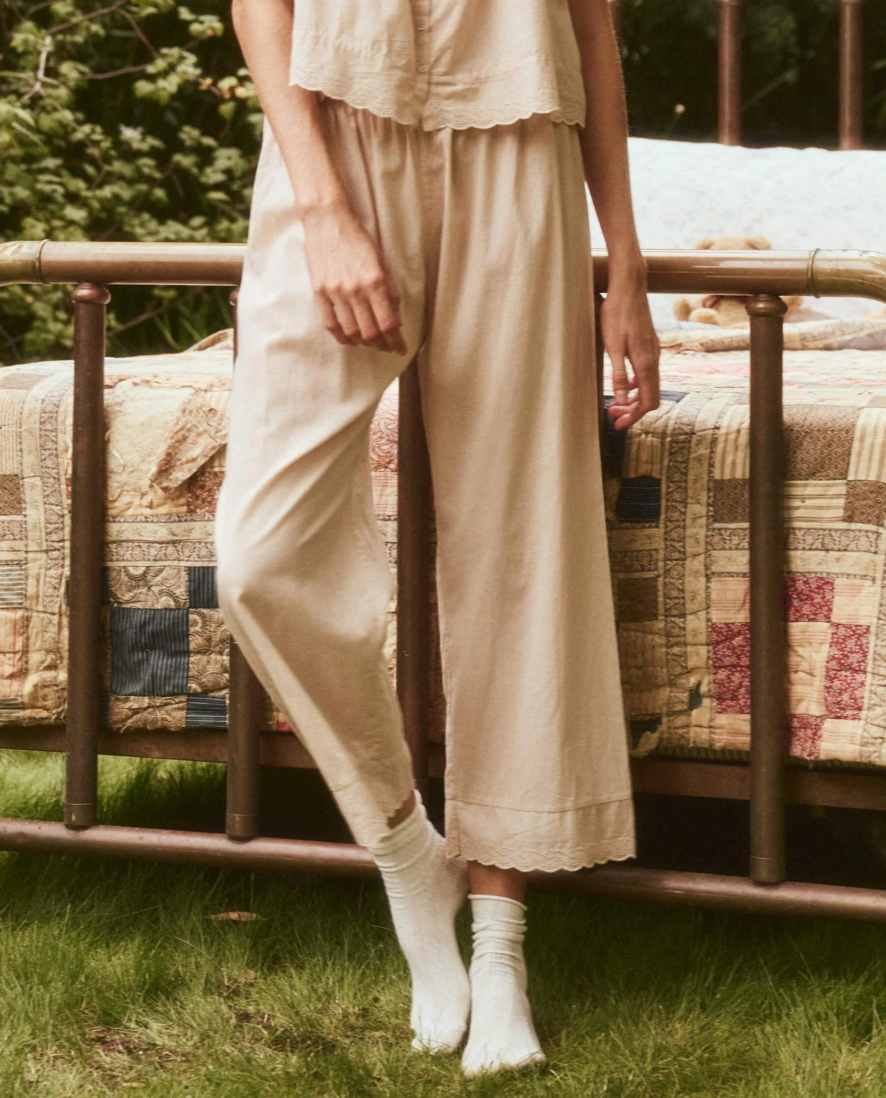 The Eyelet Easy Sleep Pant. -- Soft Rosette sold by THE GREAT. product image thumbnail 2