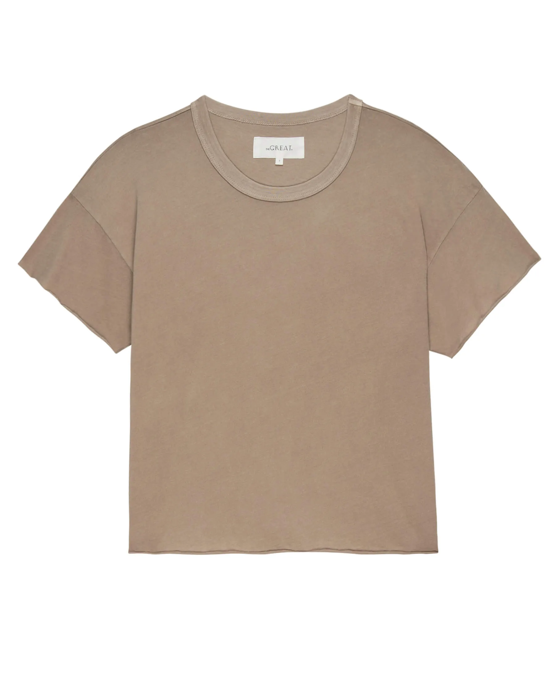 The Crop Tee. Solid -- Khaki sold by THE GREAT. product image thumbnail 5
