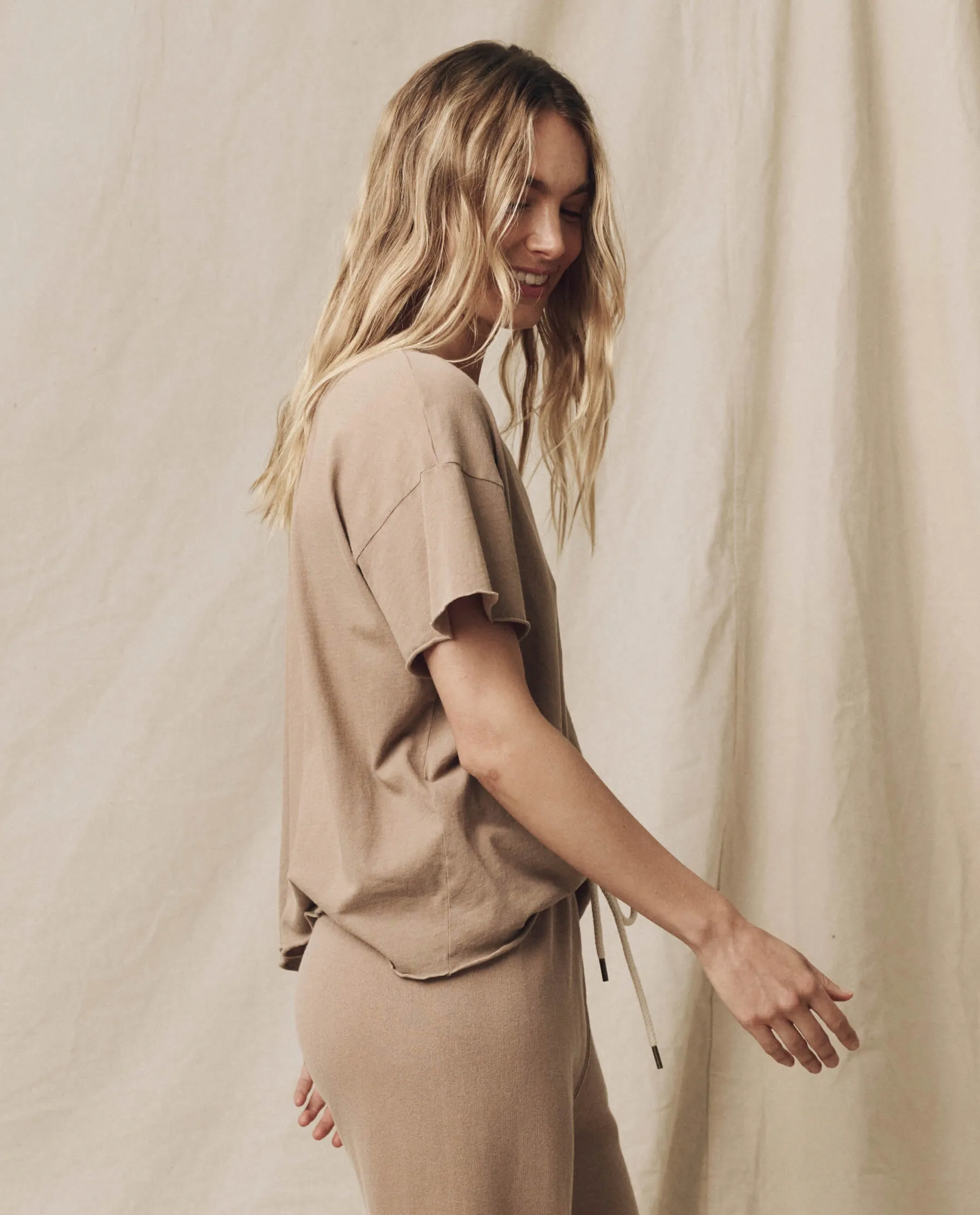 The Crop Tee. Solid -- Khaki sold by THE GREAT. product image thumbnail 2