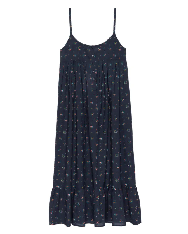 The Ruffle Tank Night Dress. -- Navy Posy Floral sold by THE GREAT.
