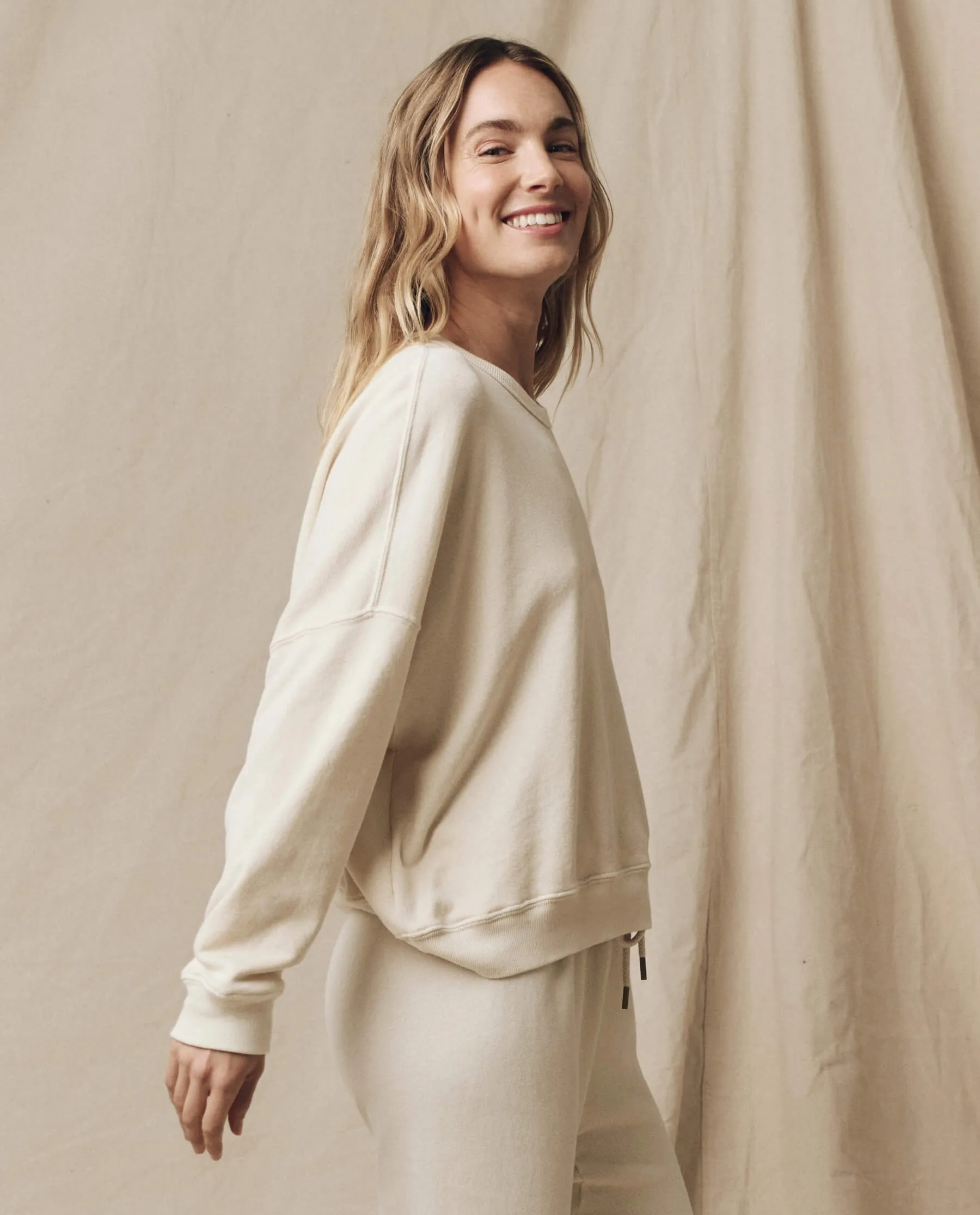 The Teammate Sweatshirt. Solid -- Washed White sold by THE GREAT. product image thumbnail 3